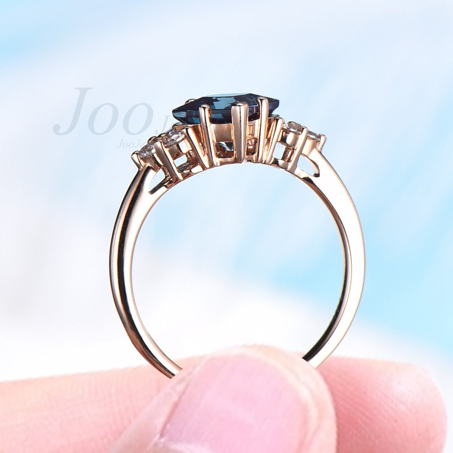 Princess Color-Change Alexandrite Bridal Ring Unique Star Wedding Ring June Birthstone Promise Ring Unique Anniversary Gifts Platinum Ring