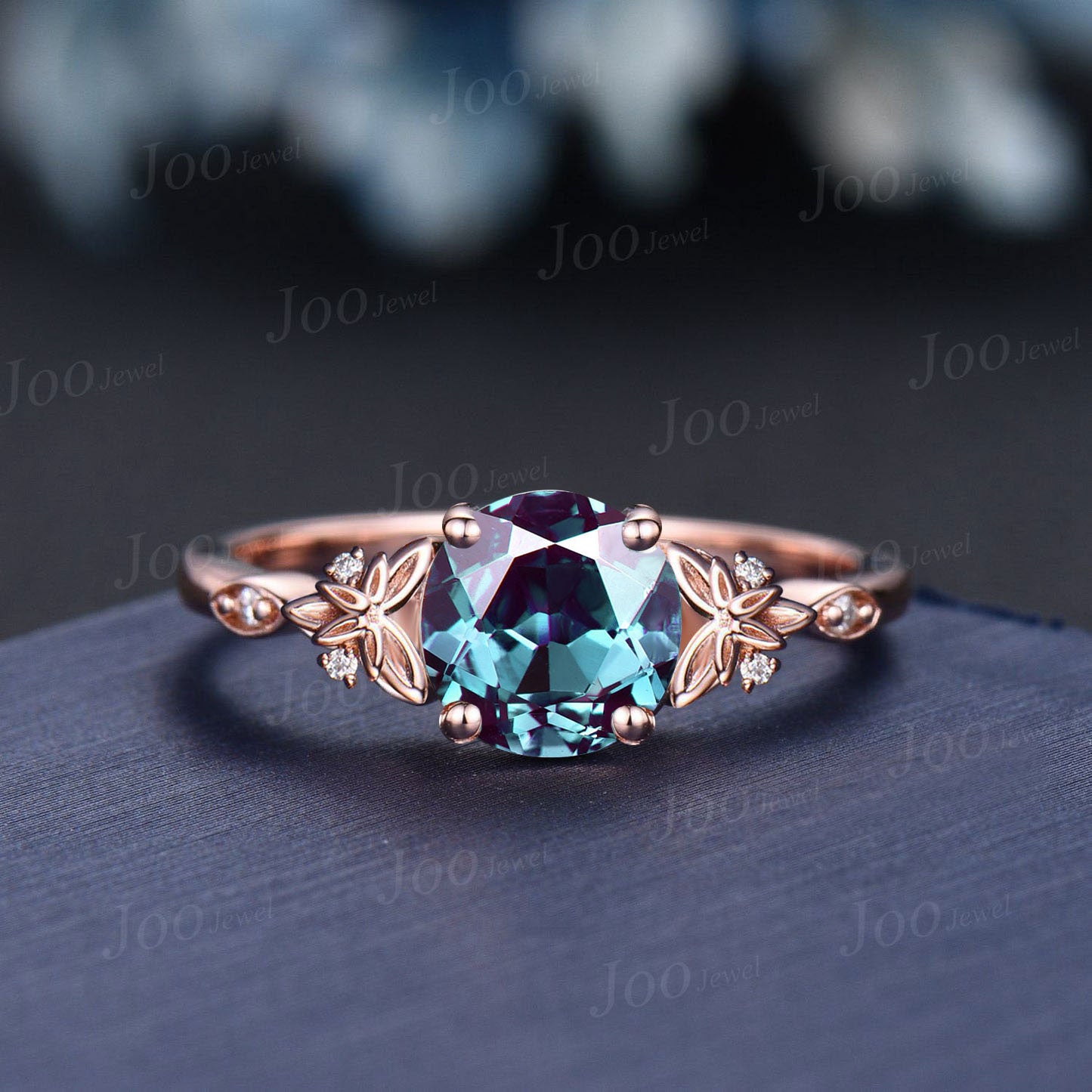 Trinity Knot Irish Celtic Engagement Ring Kite Cut Color-Change Alexandrite Diamond Leaf Branch Wedding Ring June Birthstone Birthday Gifts