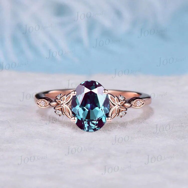 Trinity Knot Irish Celtic Engagement Ring Kite Cut Color-Change Alexandrite Diamond Leaf Branch Wedding Ring June Birthstone Birthday Gifts