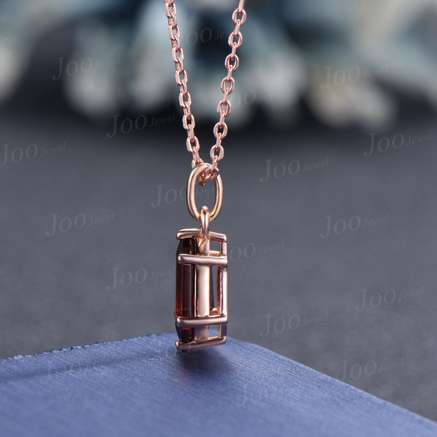 Shield Cut Natural Garnet Pendant Necklace 14k/18k Rose Gold Vintage Unique Dainty Red Gemstone Wedding Pendant For Women Personalized Gifts