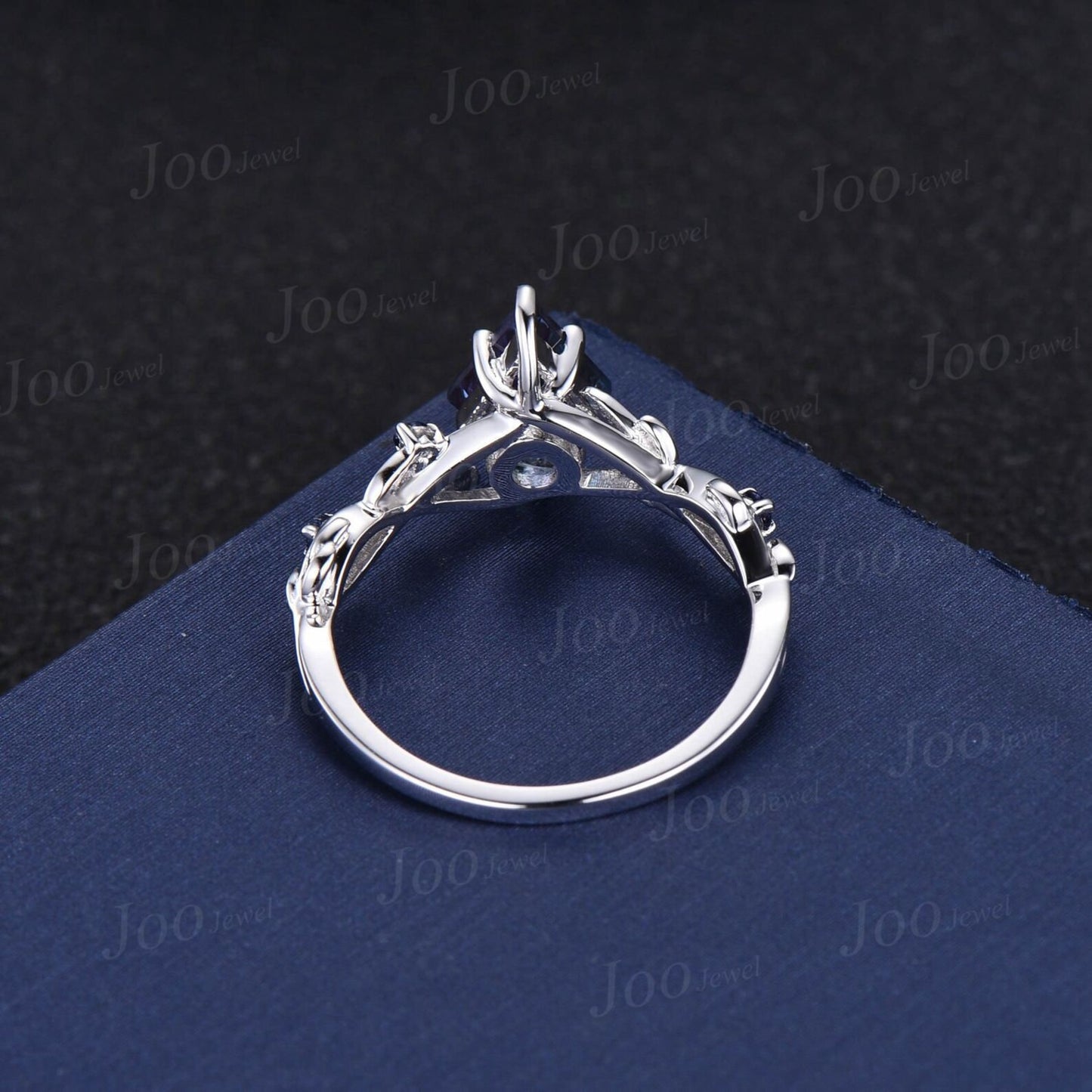 Mystic Topaz Sapphire Bridal Set 14K White Gold Kite Cut Rainbow Mystic Topaz Engagement Ring Leaf Branch Crossover Wedding Ring for Women