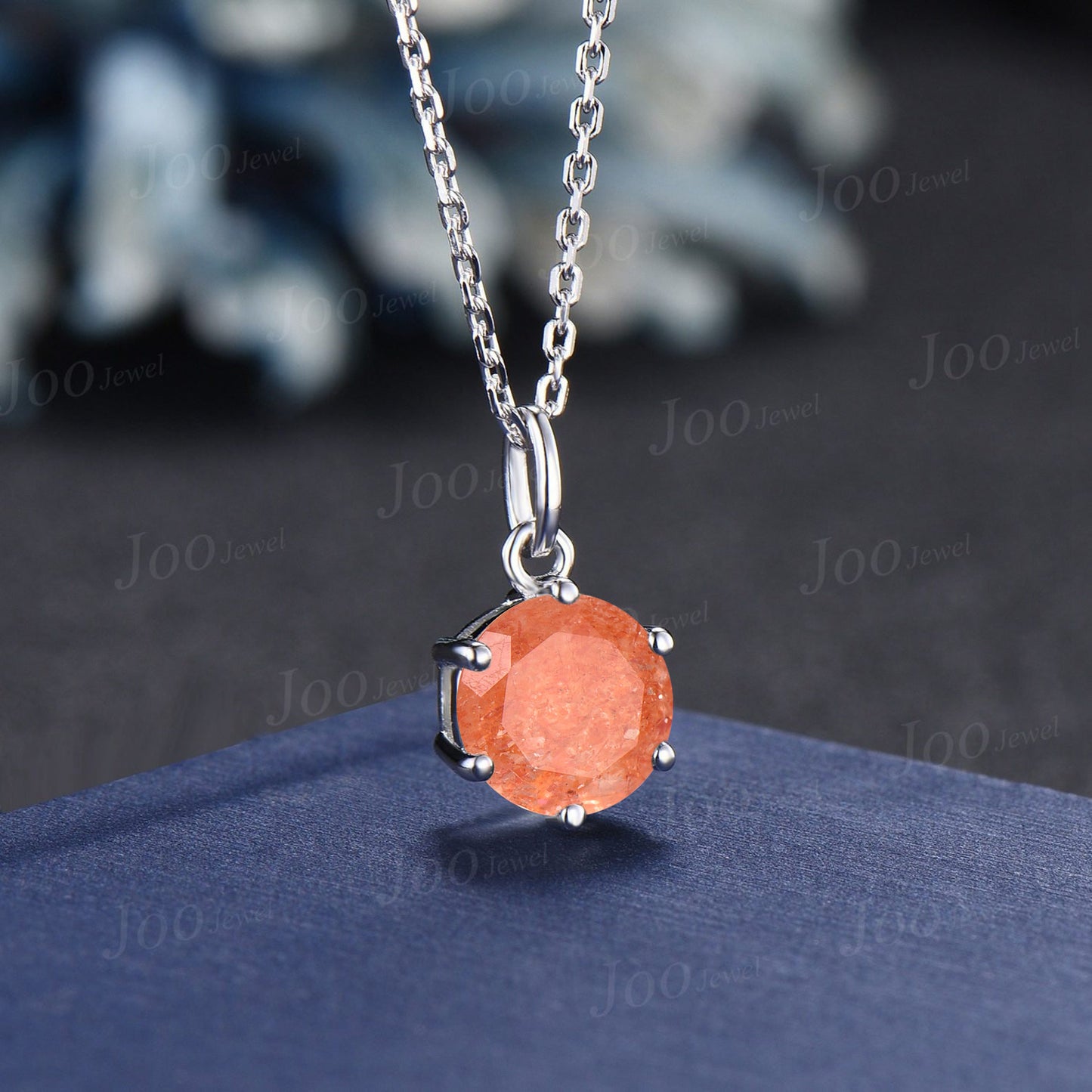 Sterling Silver Round Nature Sunstone Pendant Necklace Genuine Sunstone Pendant Orange Gemstone Jewelry Unique Birthday Gifts for Daughter