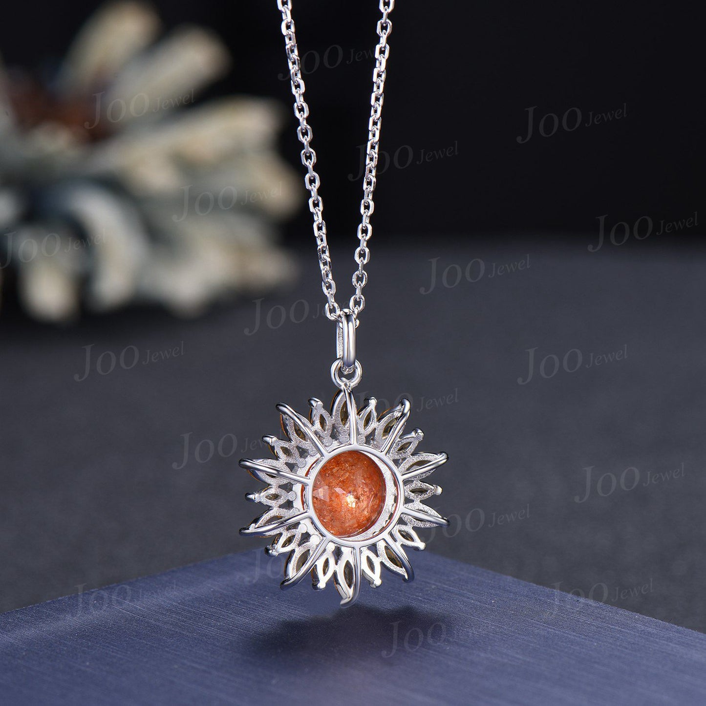 Sunflower Necklace| Healing Stone| Natural Sunstone Citrine Necklace in 9K Gold | Sunstone Halo Citrine Pendant |Birthday Gifts for Daughter