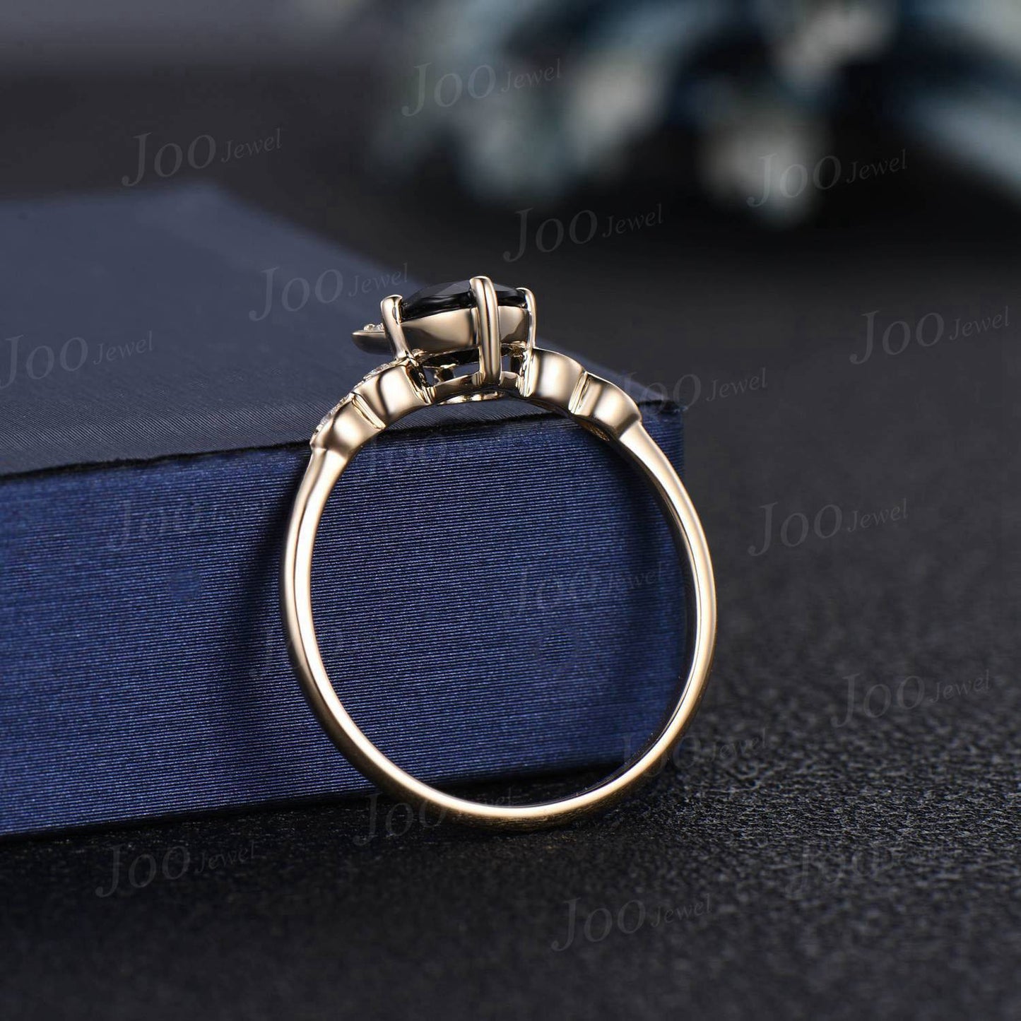 Cat Engagement Ring Vintage 1ct Natural Black Onyx Promise Ring Round Black Wedding Ring Peekaboo Kitten Black Gemstone Gifts for Cat Lover
