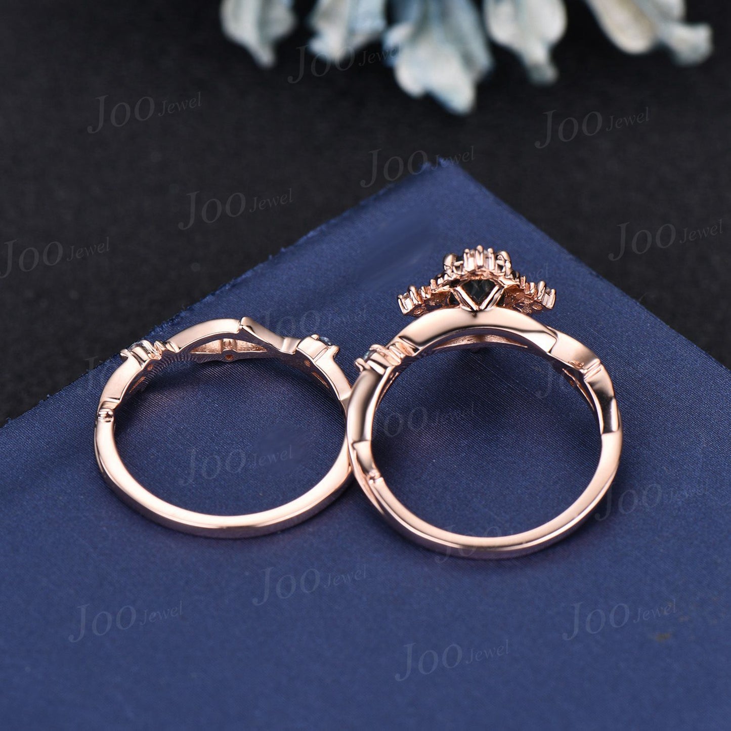 Halo Twig Moss Agate Ring Nature Inspired Oval Wedding Ring 14K Rose Gold Branch Vine Alexandrite Diamond Ring Unique Wedding Gifts Women