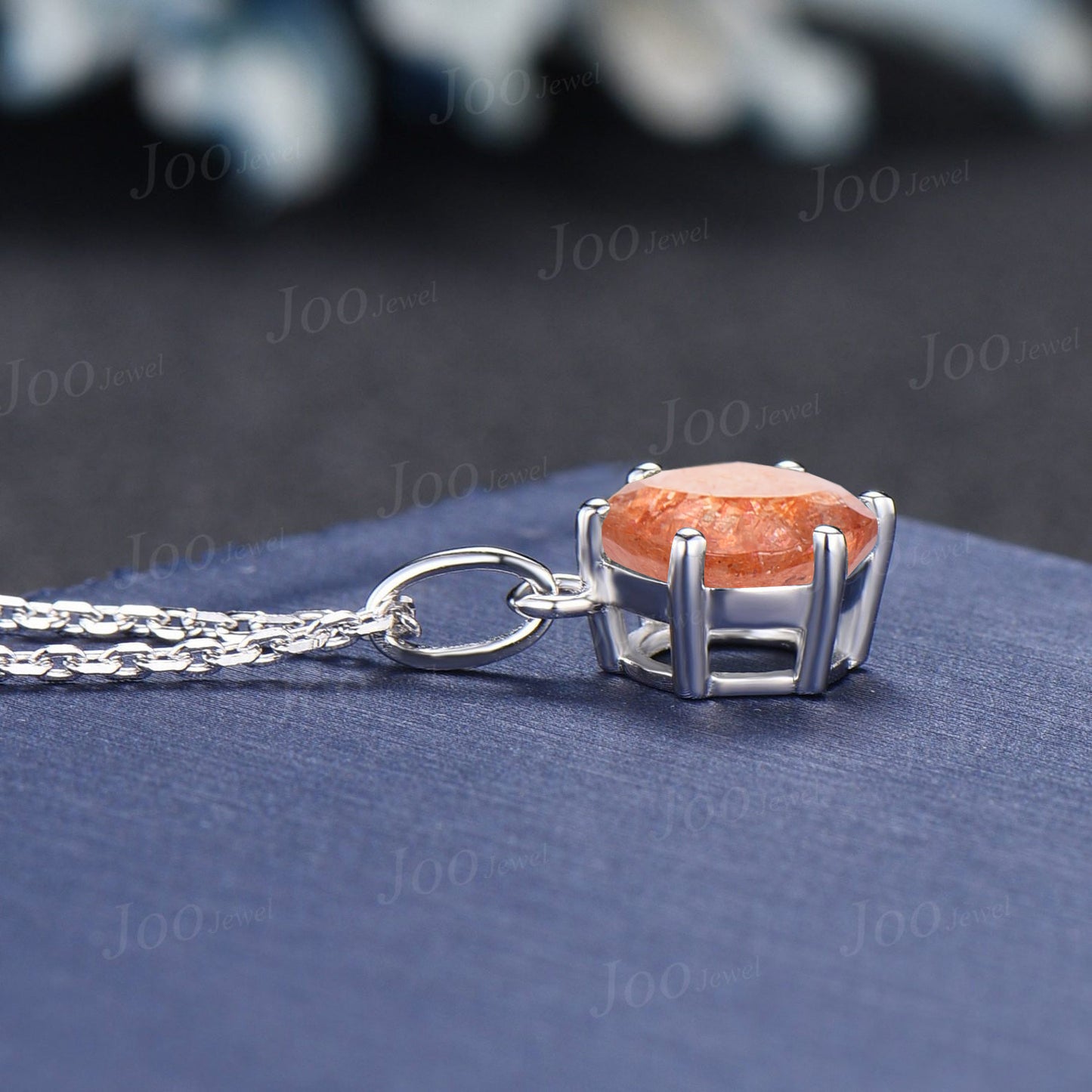 Sterling Silver Round Nature Sunstone Pendant Necklace Genuine Sunstone Pendant Orange Gemstone Jewelry Unique Birthday Gifts for Daughter