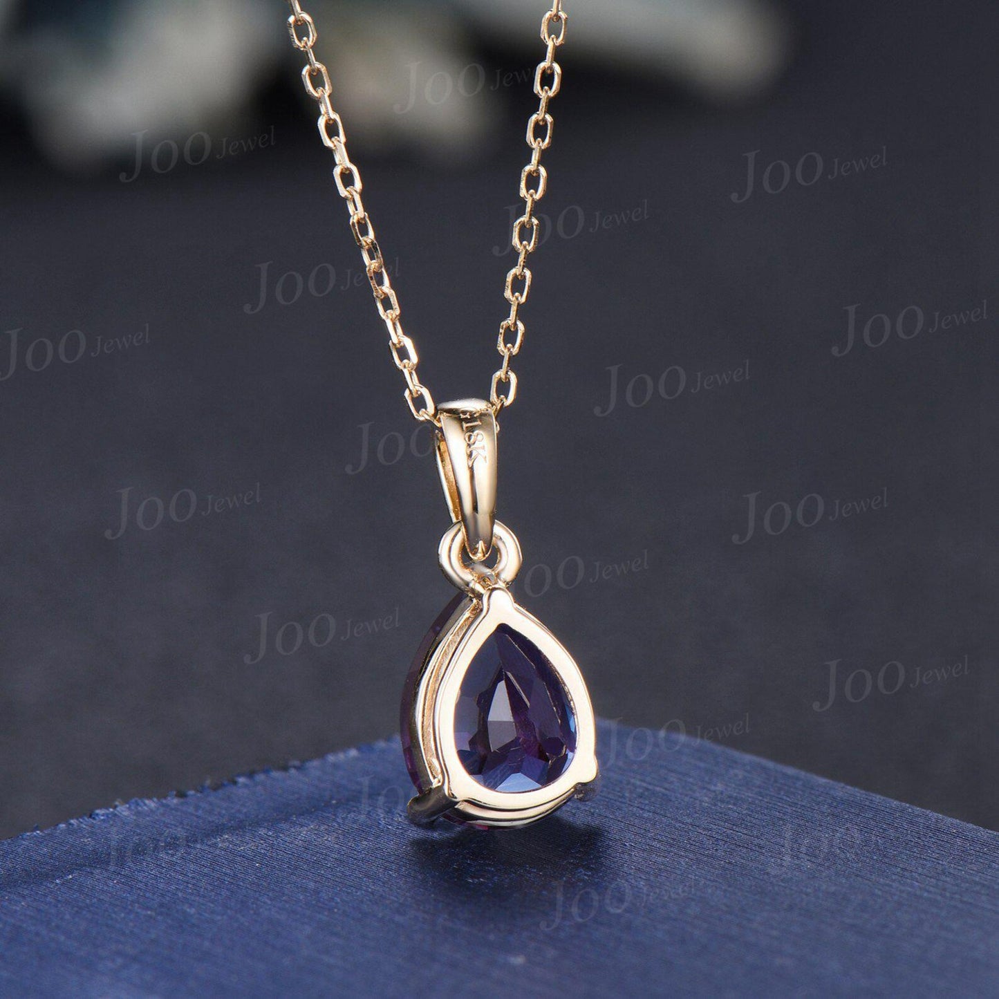 Teardrop Color-Change Alexandrite Necklace Silver/Solid 14k/18k Rose Gold Vintage Personalized Wedding Pendant Women Anniversary Bridal Gift