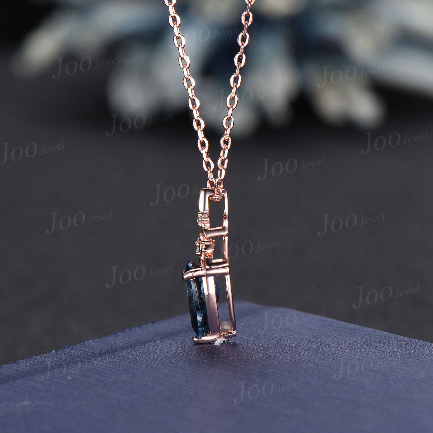 Pear Cut Color-Change Alexandrite Necklace Solid 14K Rose Gold Nature Inspired Floral Alexandrite Pendant for Women June Birthstone Gifts
