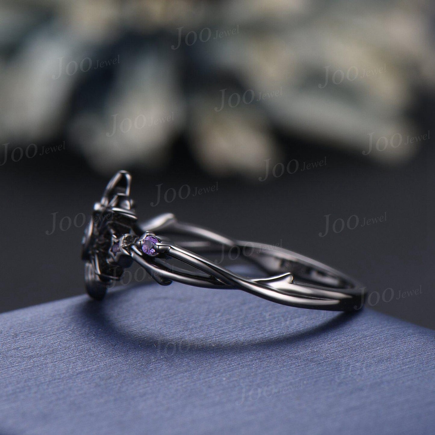 Sterling Silver Sun Engagement Ring Twig Vine Color-Changed Alexandrite Wedding Ring Cluster Amethyst Promise Ring Rapunzel Inspired Jewelry