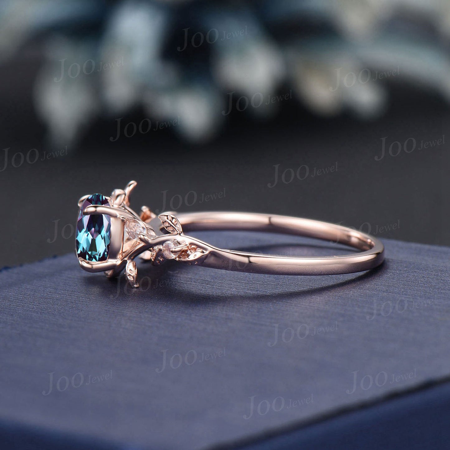 1ct Nature Inspired Round Cut Color-Change Alexandrite Moonstone Engagement Ring June Birthstone Jewelry Anniversary/Promise Gift for Women