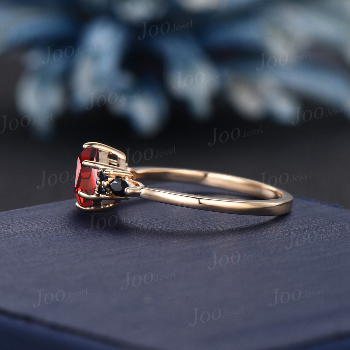1ct Hexagon Cut Natural Garnet Promise Ring Vintage Garnet Black Spinel Wedding Ring Red Gemstone Jewelry January Birthstone Birthday Gifts