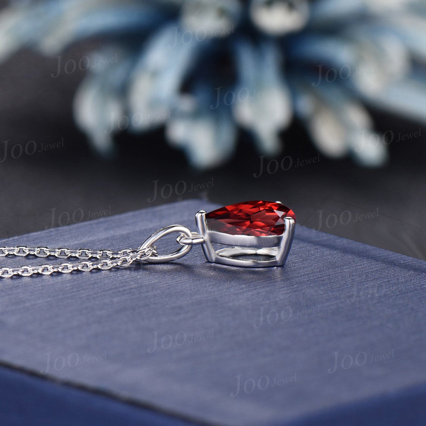 Pear Natural Garnet Pendant Necklace Solid 14k/18k Rose Gold Vintage Unique Dainty Red Gemstone Wedding Pendant For Women Personalized Gifts