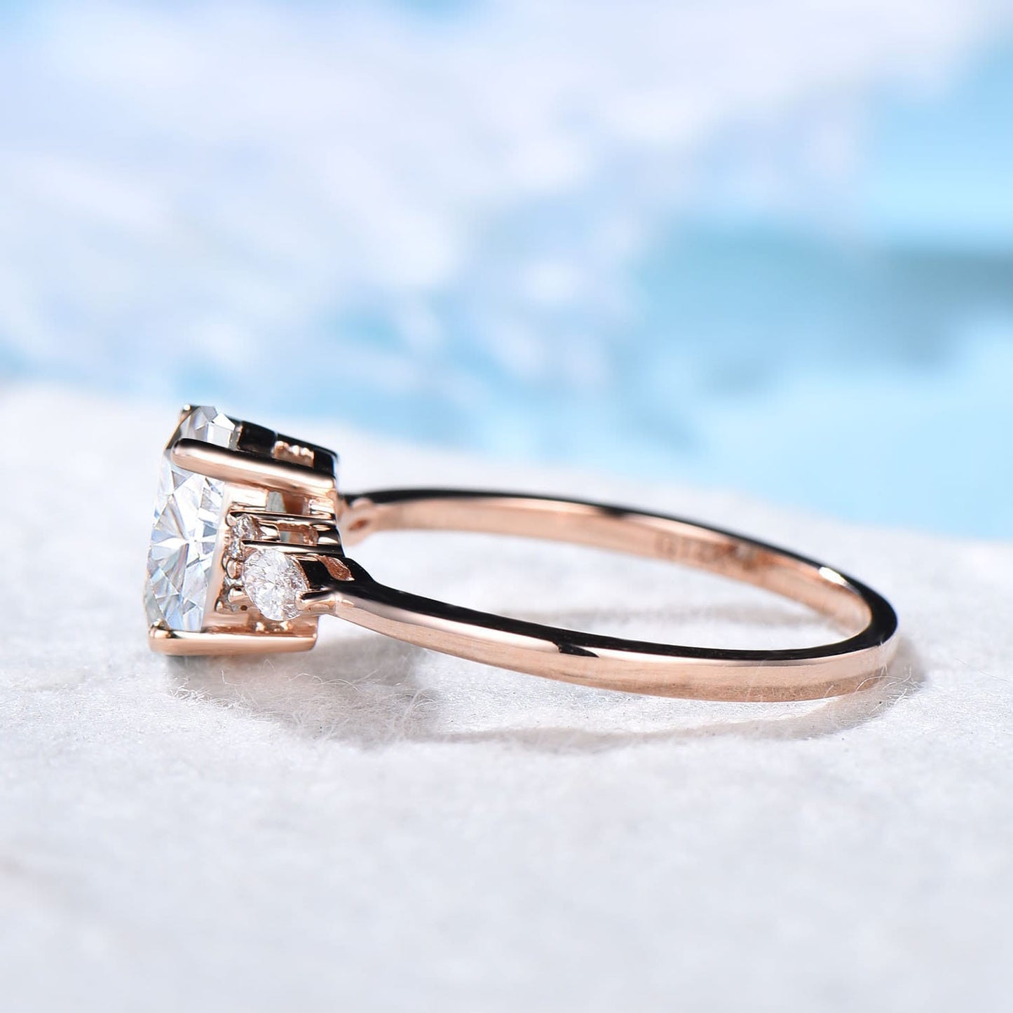 1.5CT Oval Cut Lab Grown Diamond Engagement Ring with IGI Certificate 10K Rose Gold Proposal Ring Unique Bridal Anniversary Gifts for Women