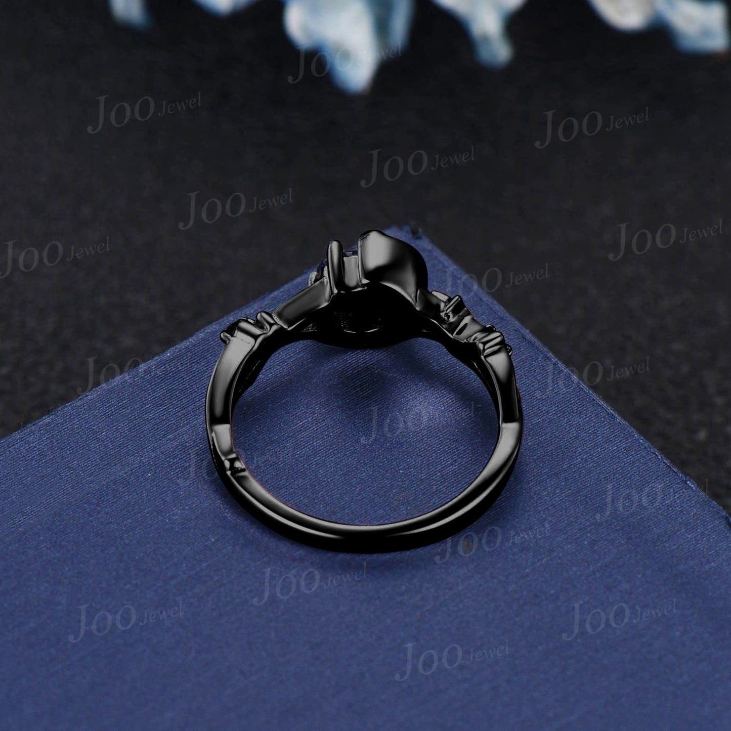 5mm Round Twig Vine Color-Change Alexandrite Wedding Ring 14K Black Gold Moon Star Design Cluster Amethyst Ring Celestial Moon Promise Ring