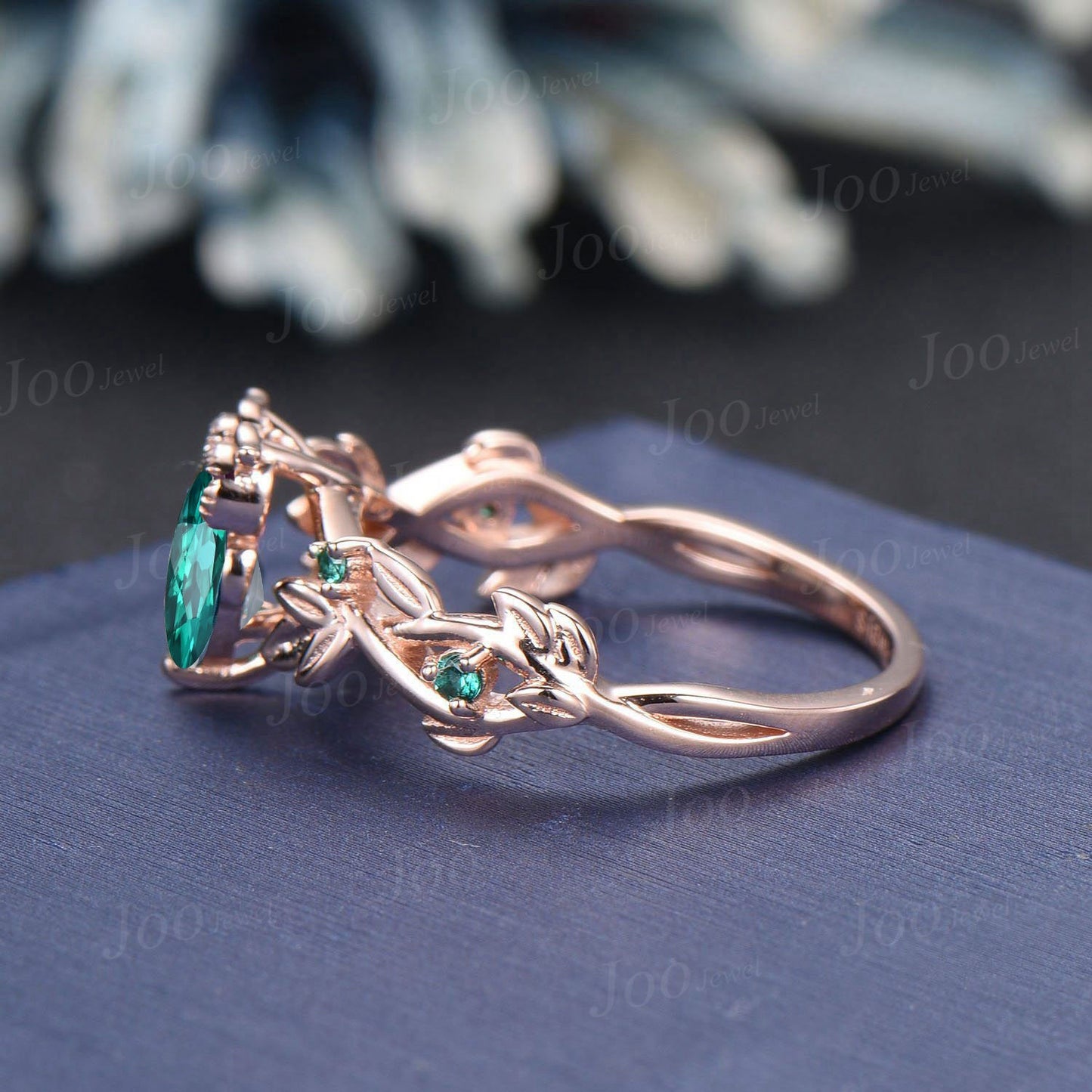 Round Green Emerald Engagement Ring Twig Ring Forest Branch Owl Engagement Ring Fairy May Birthstone Wedding Ring Cute Owl Lover Gifts Women