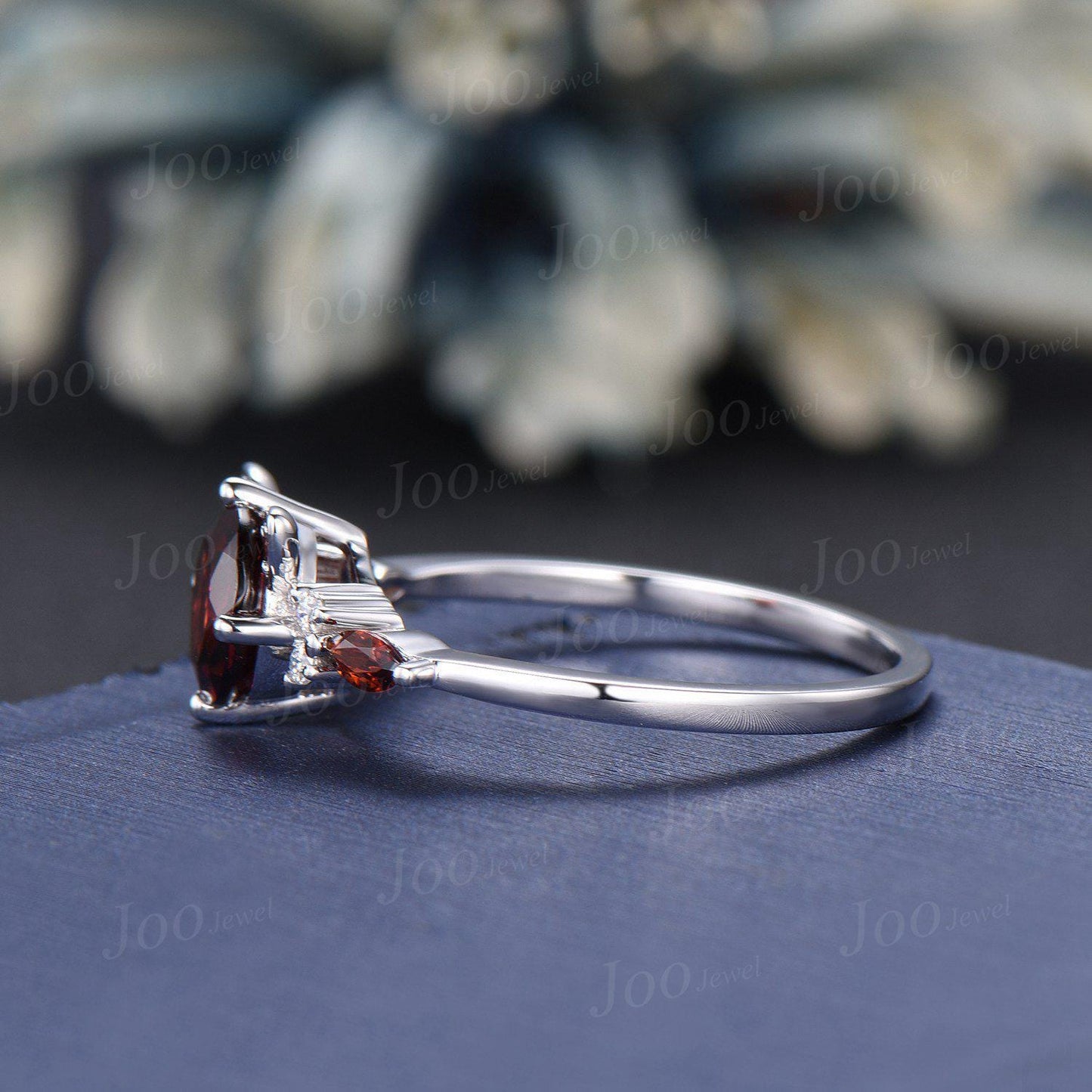 Cat Engagement Ring Vintage 1.2ct Round Cut Natural Garnet Wedding Ring Cat Cut Red Promise Ring Peekaboo Kitten Jewelry Gifts for Cat Lover