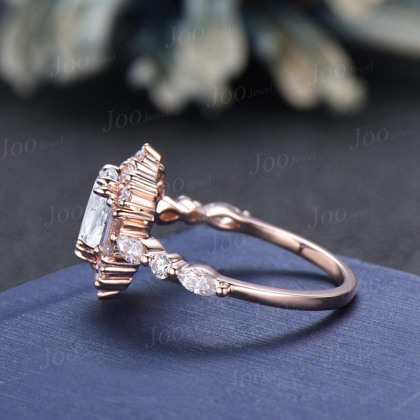 Oval Lab Diamond with IGI Certificate Engagement Ring 10K Rose Gold Vintage Art Deco Halo Bridal Ring Unique Lab Grown Diamond Ring VVS D