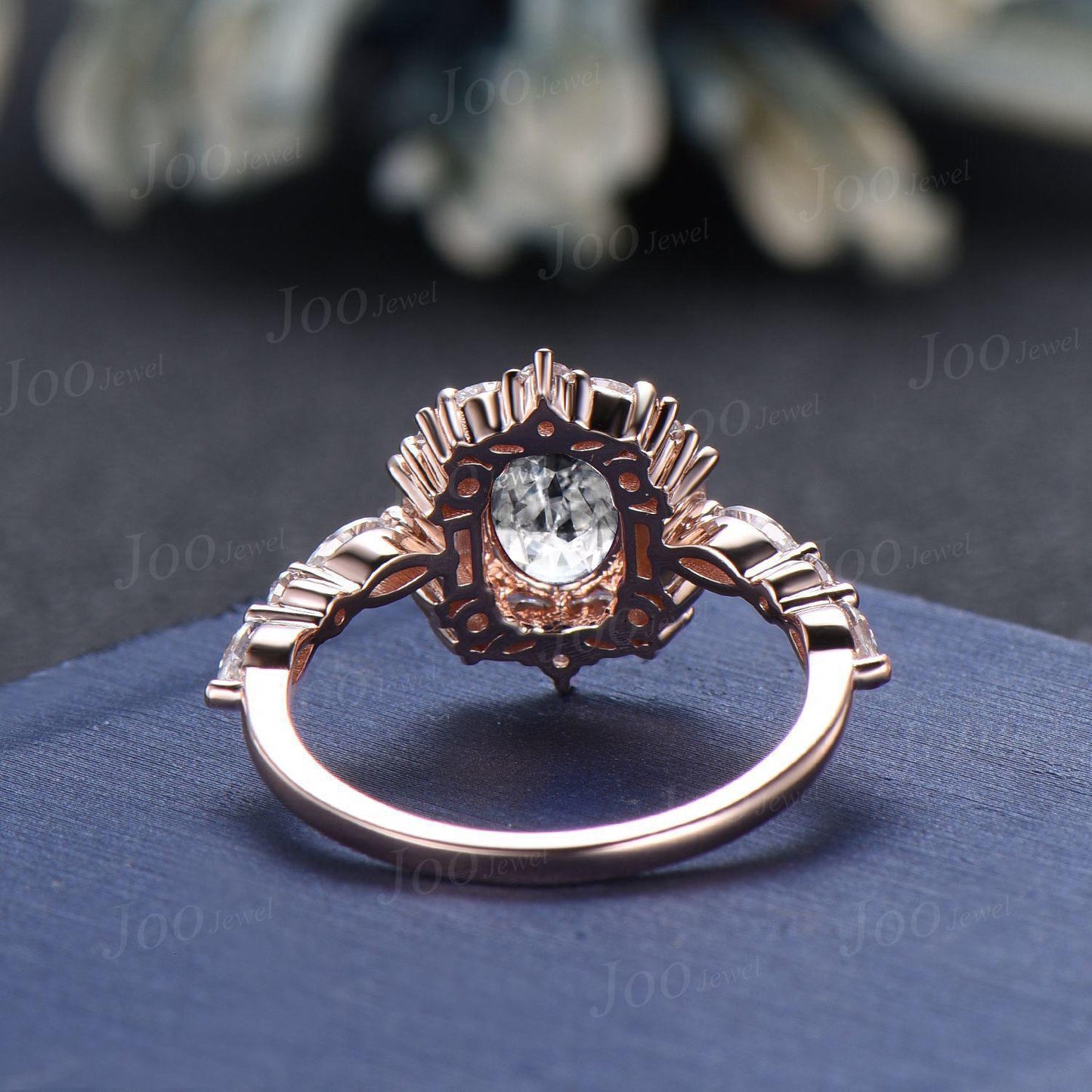 Oval Lab Diamond with IGI Certificate Engagement Ring 10K Rose Gold Vintage Art Deco Halo Bridal Ring Unique Lab Grown Diamond Ring VVS D