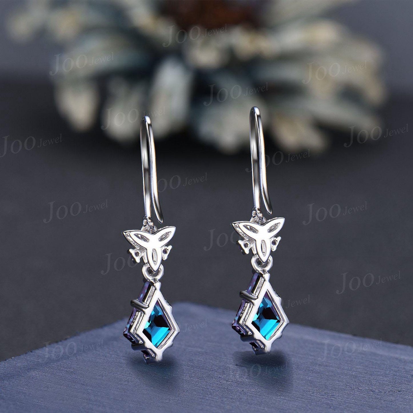 Celtic Trinity Knot Color-Change Alexandrite Hook Drop Earrings Kite Alexandrite Amethyst Earrings Silver Gemstone Dangle Earrings for Women