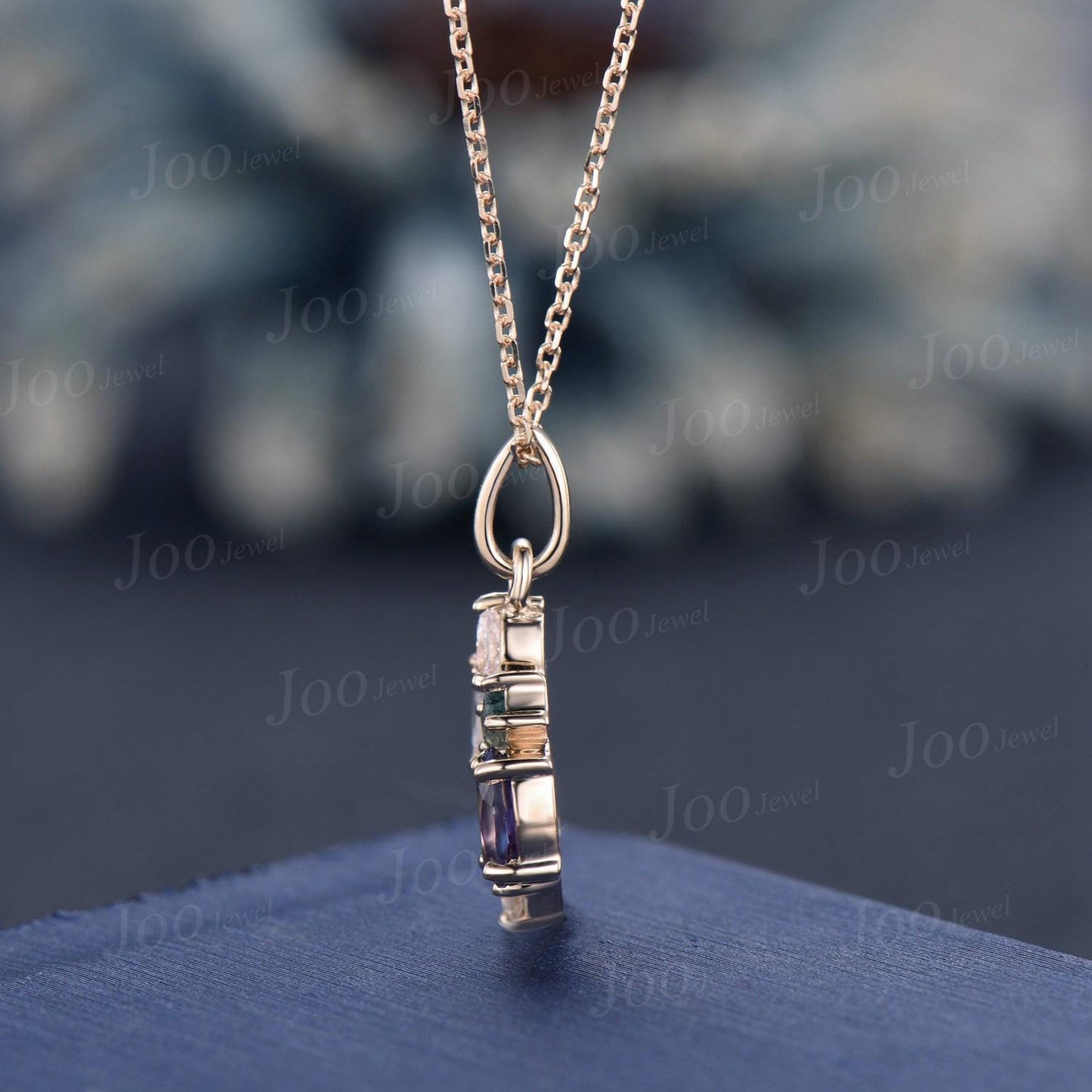 Personalized Baguette Cut Moss Agate Alexandrite Flower Pear Necklace Moonstone Promise Ring Princess Moissanite Art Deco Bridal Necklaces