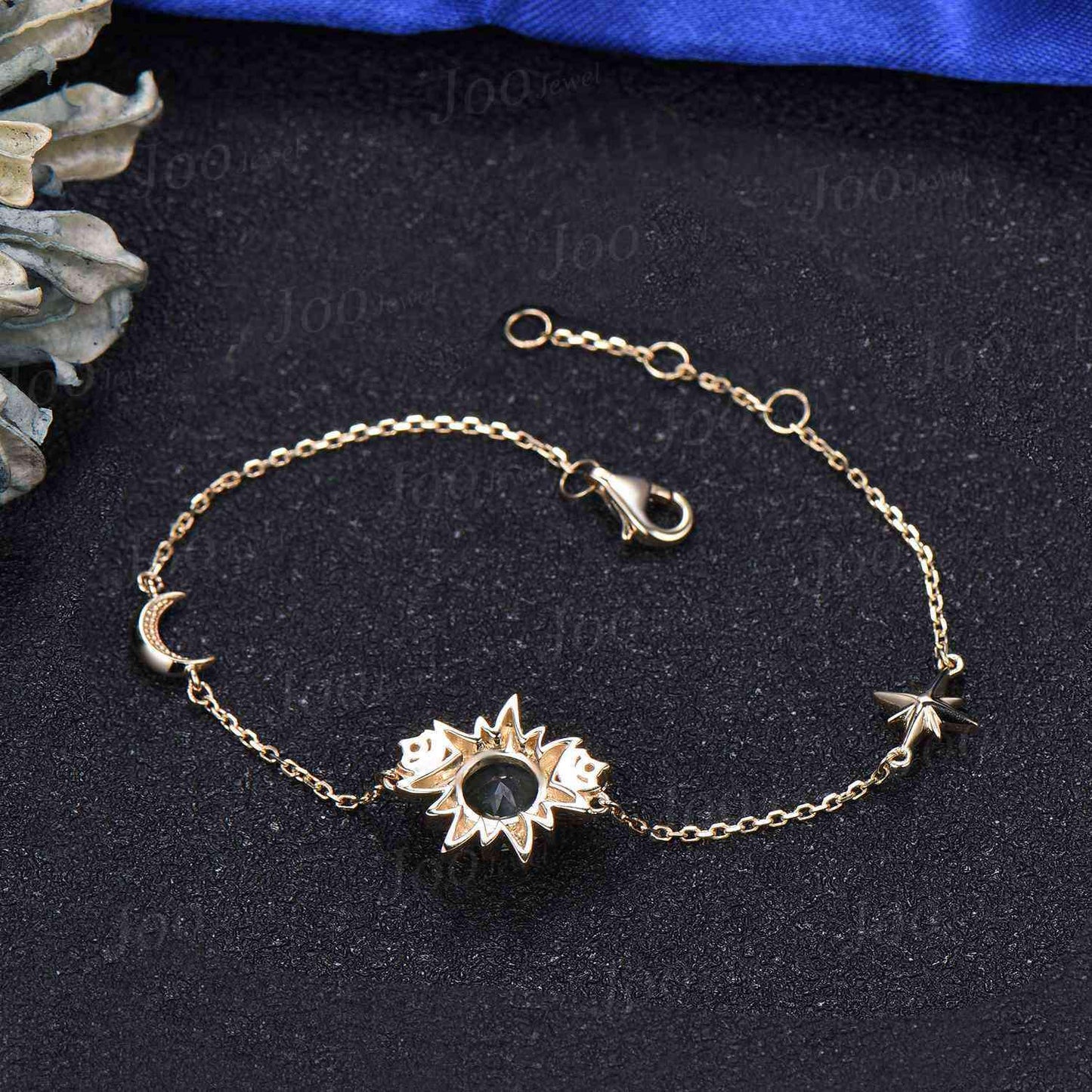 Sterling Silver Sun Moon Bracelets Round Cut Color-Changing Alexandrite Chain Bracelet for Women Unique No Fading Gemstone Wrist Bracelets