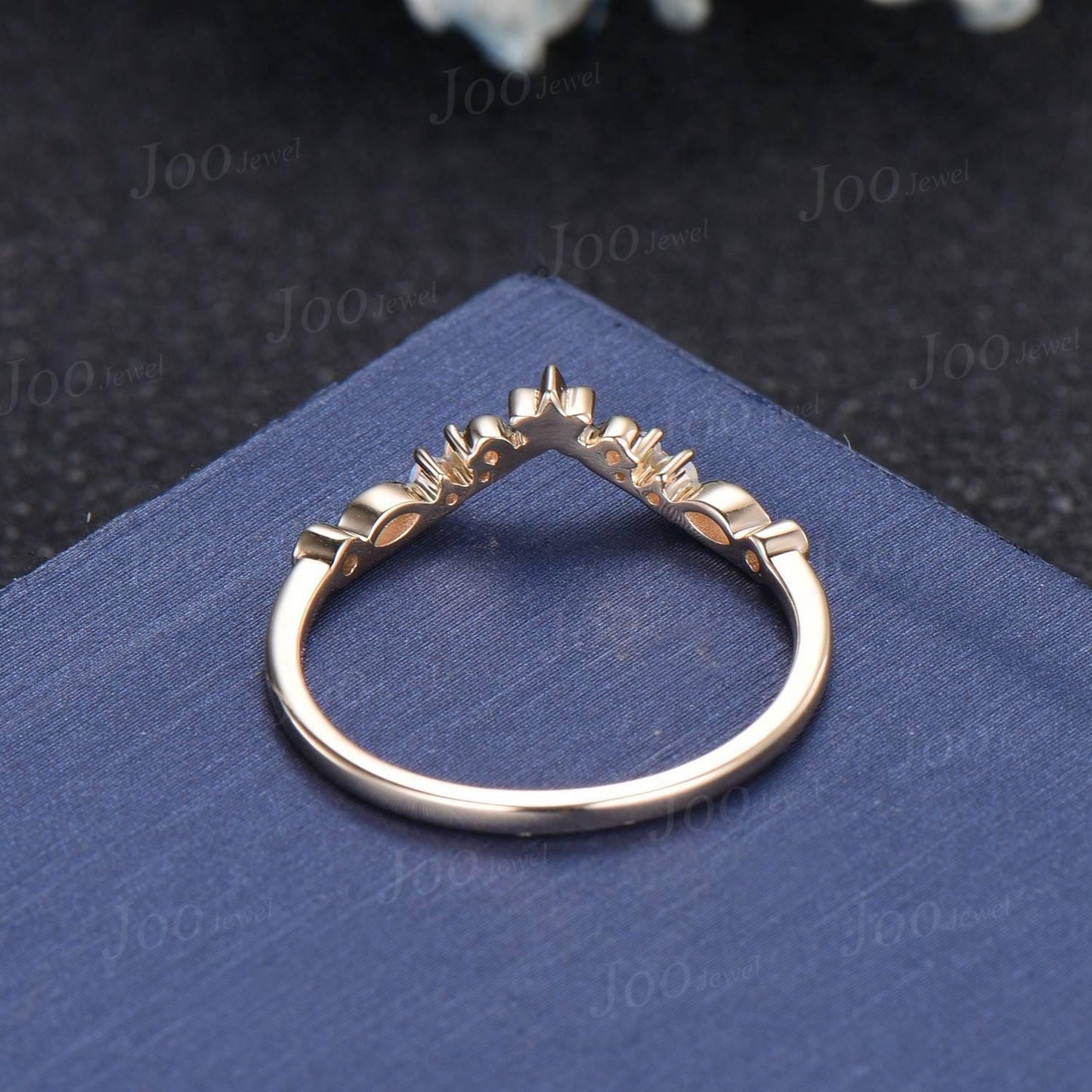 Nature Inspired White Opal Contour Wedding Band 14K Gold Unique Curved Floral Wedding Ring Stackable Filigree Bridal Twig Vine Promise Ring
