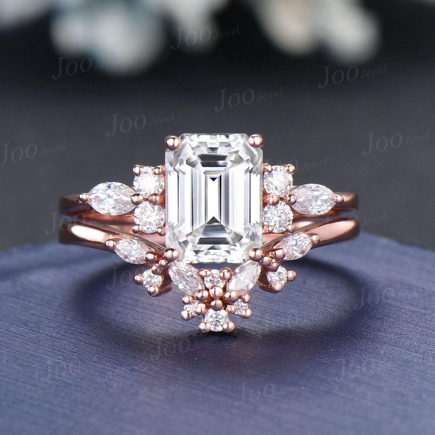 Oval Wedding Ring 1.5ct Dainty Moissanite Engagement Ring Set April Birthstone Cluster Moissanite Diamond Ring Anniversary Gifts for Women