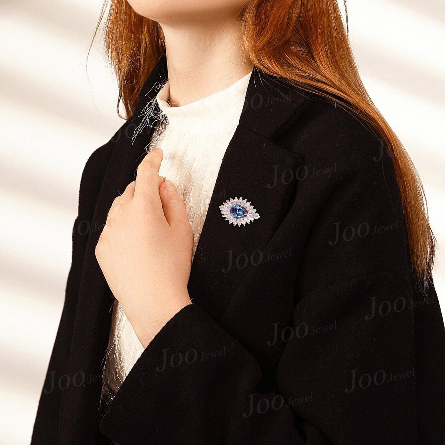 Vintage Luxury Color-Changing Alexandrite Brooch 14K Solid Gold Double Halo Moissanite Diamond Gemstone Lapel Pins Personalized Brooch Pin