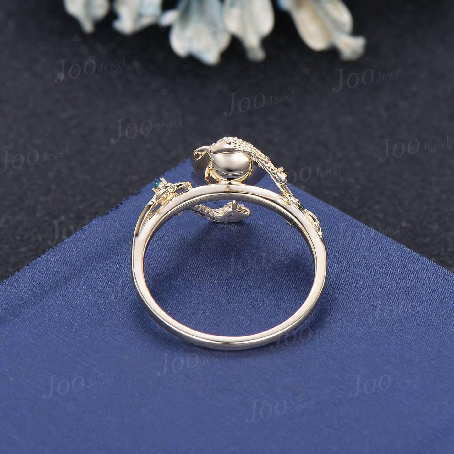 Unique Gothic Snake Engagement Ring Vintage 14K Yellow Gold Floral Ruby Jewelry Nature Inspired Red Ruby Wedding Ring Bypass Gemstone Ring