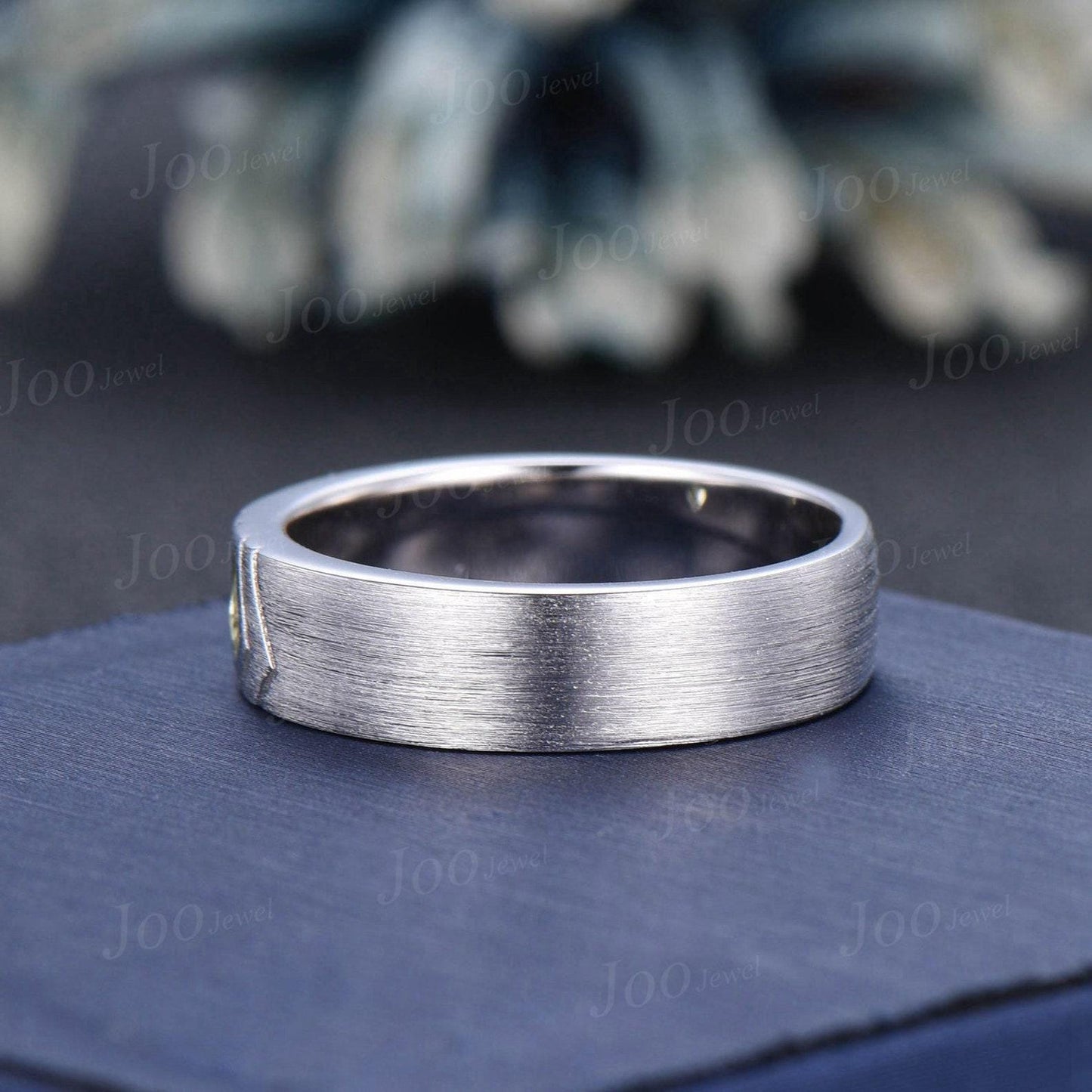 Sterling Silver Color-Change Alexandrite Moissanite Band Ring for Fiance Women Snowdrift Ring Gothic 6MM Brushed Finish Men Engagement Ring