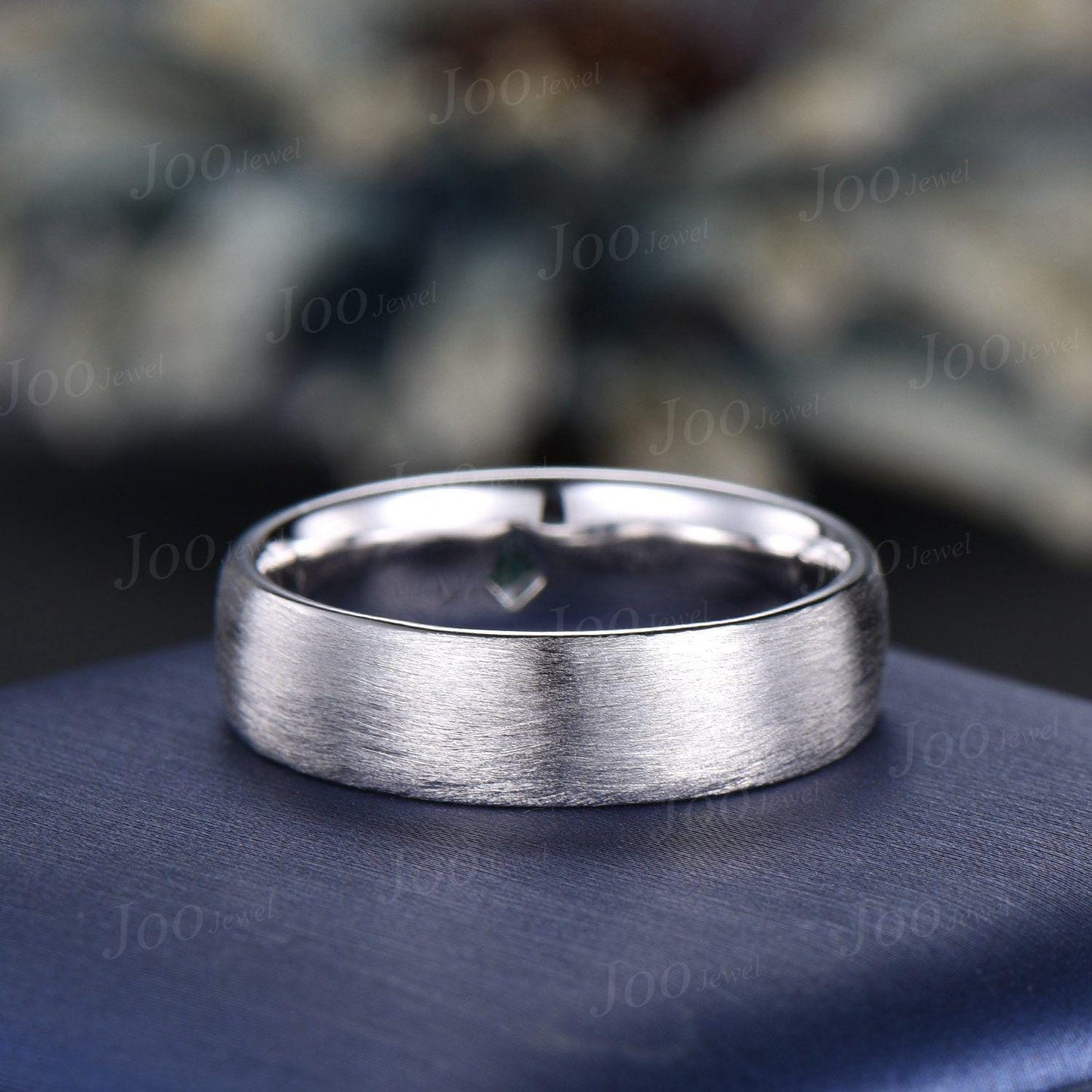 6mm Mens Kite Cut Moss Agate Wedding Band 14K Yellow Gold Men Engagement Ring Matte Ring Band Men Male Solitaire Band Promise Ring