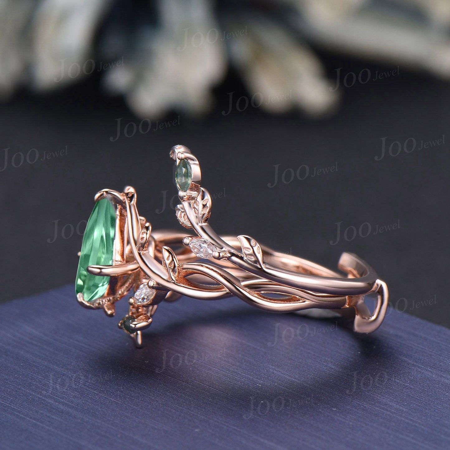 Kite Cut Natural Green Peridot Infinity Engagement Ring Sterling Silver Leaf Moss Agate Wedding Band Enhancer Twisted Wrap Bridal Ring Women