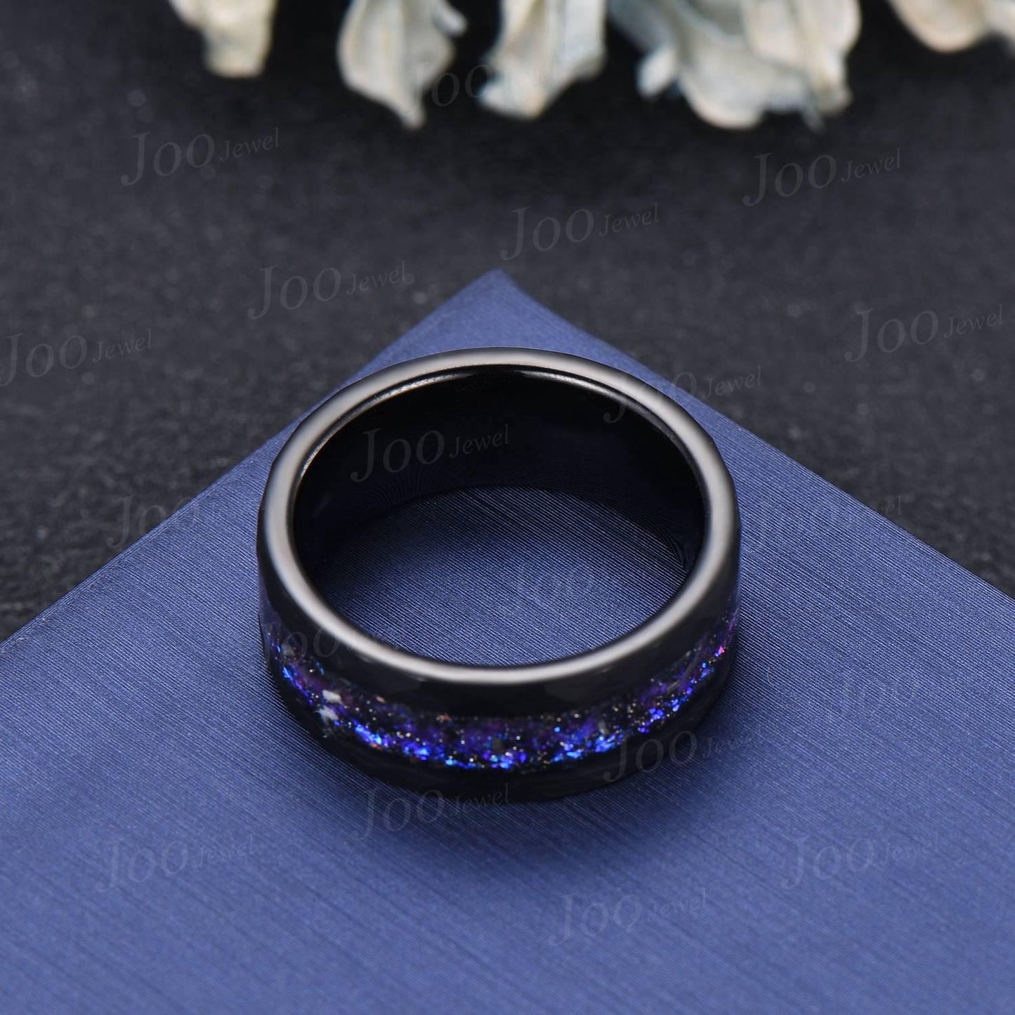8mm Mens Black Tungsten No-Fading Promise Ring Wedding Band Orion Nebula Galaxy Engagement Ring Comfort-Fit Band for Men Outer Space Ring