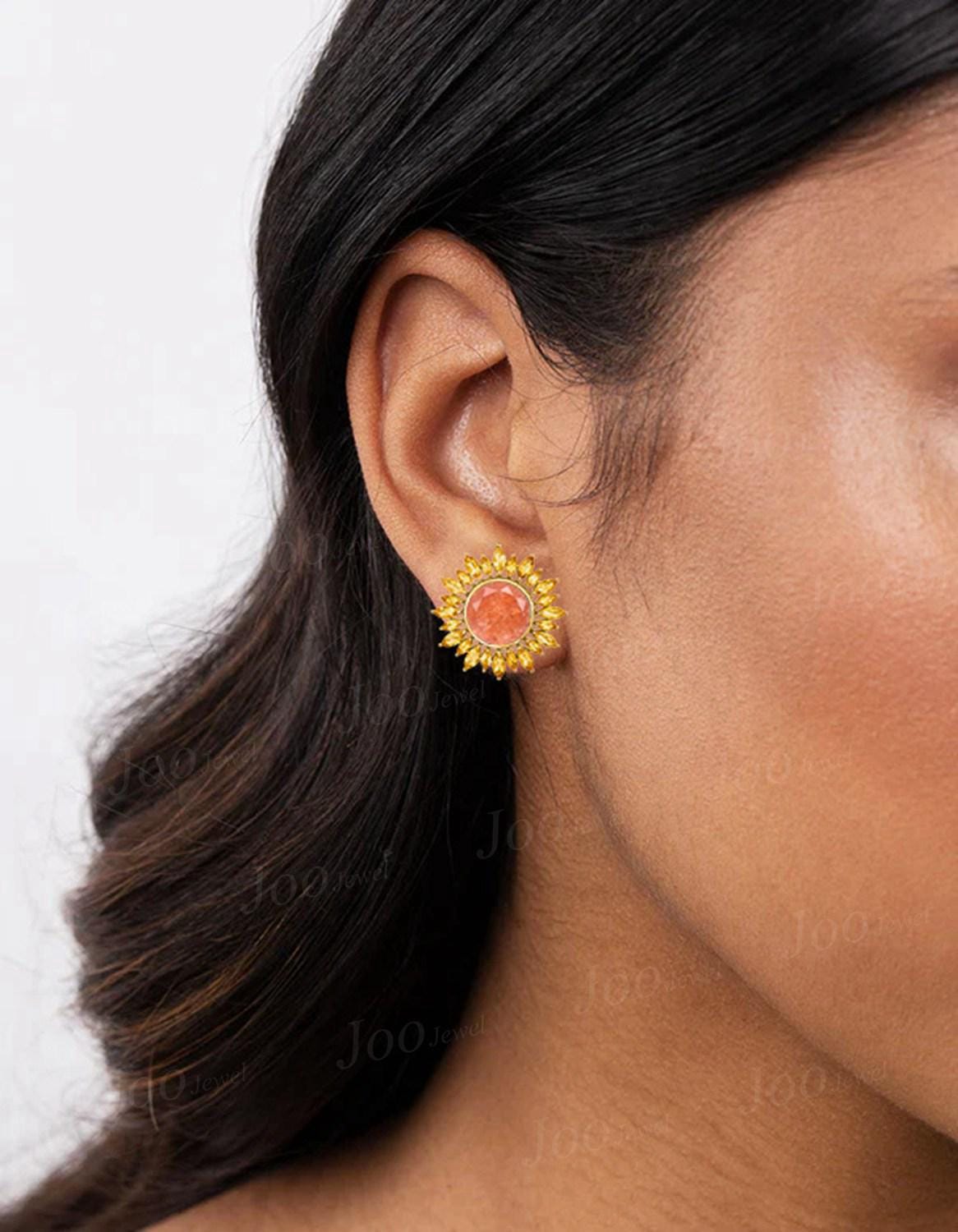 Sunflower Necklace| Healing Stone| Natural Sunstone Citrine Necklace in 9K Gold | Sunstone Halo Citrine Pendant |Birthday Gifts for Daughter