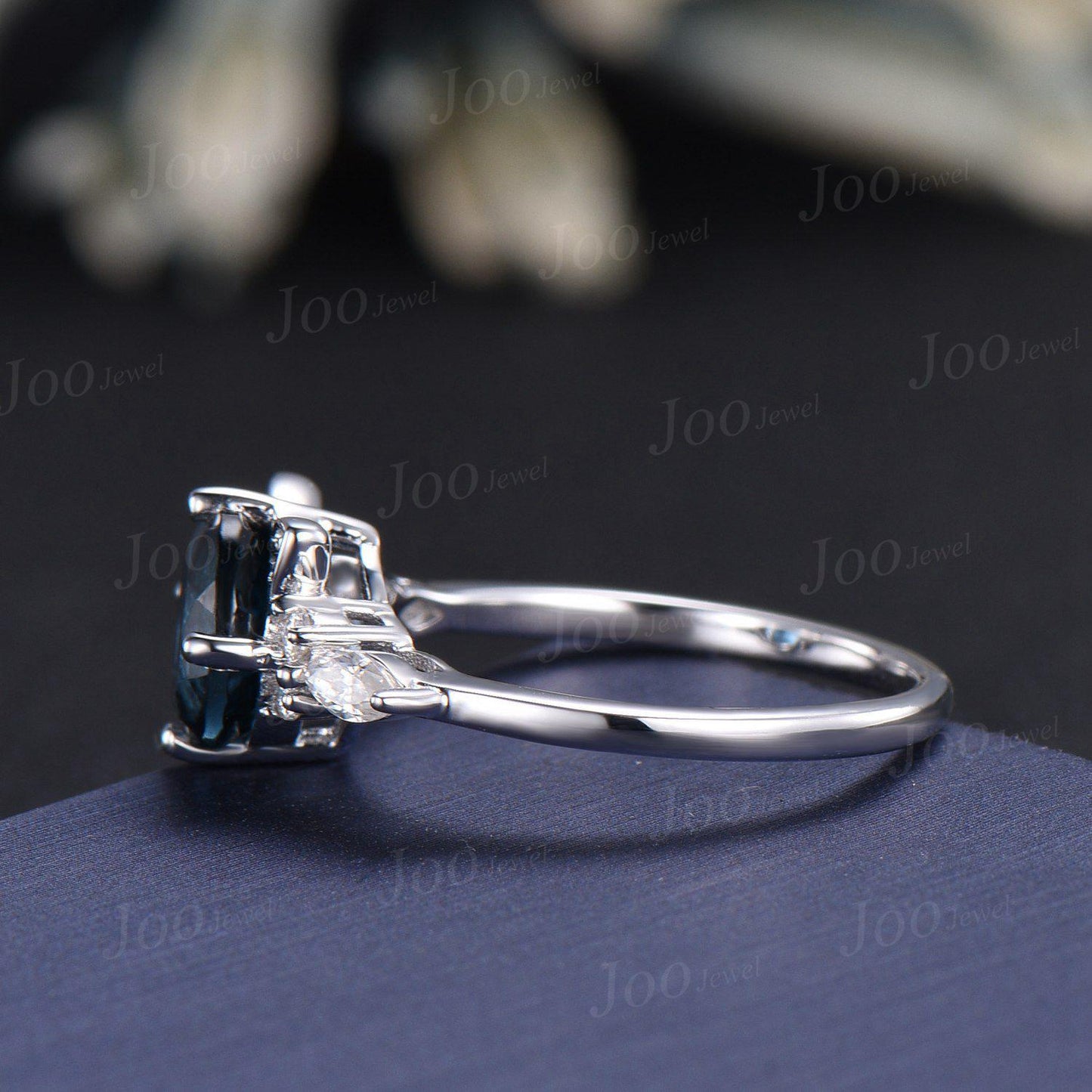 1.2ct Round Cut Natural London Blue Topaz Cat Wedding Ring Sterling Silver December Birthstone Birthday Jewelry Gift for Cat Lover/Daughter