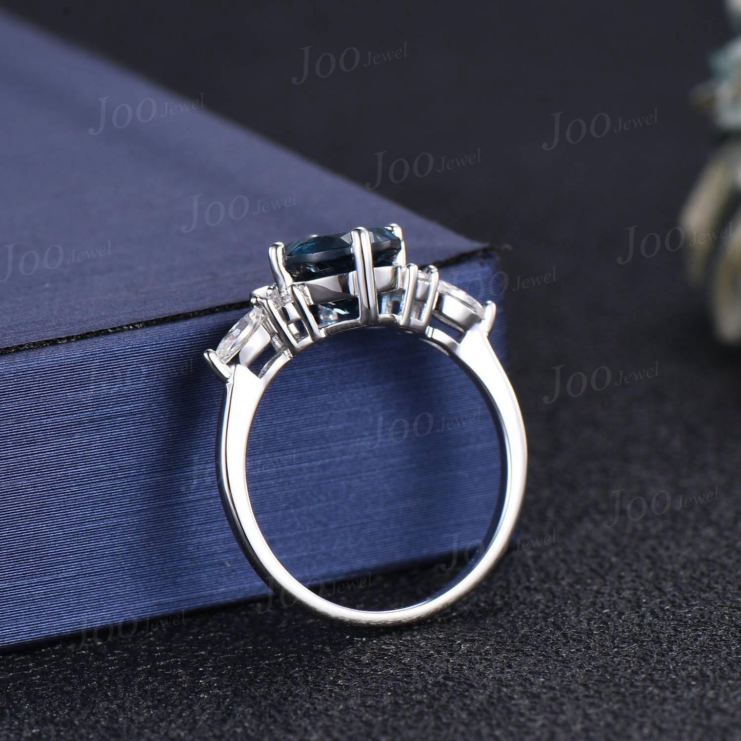 1.2ct Round Cut Natural London Blue Topaz Cat Wedding Ring Sterling Silver December Birthstone Birthday Jewelry Gift for Cat Lover/Daughter