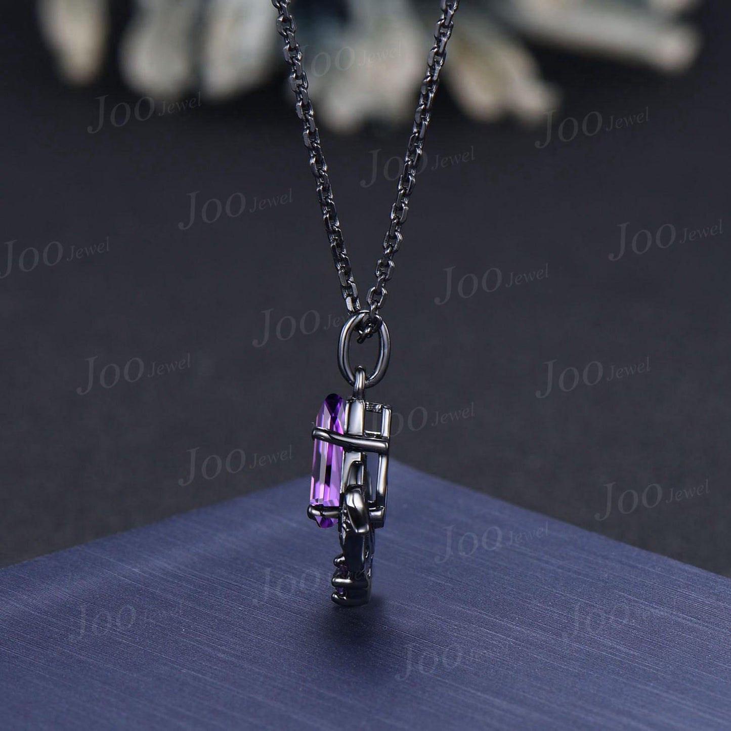 Natural Amethyst Black Gold Coffin Bat Wing Necklace Gothic Purple Crystal Pendant Unique February Birthstone Graduation Gifts For Daughter