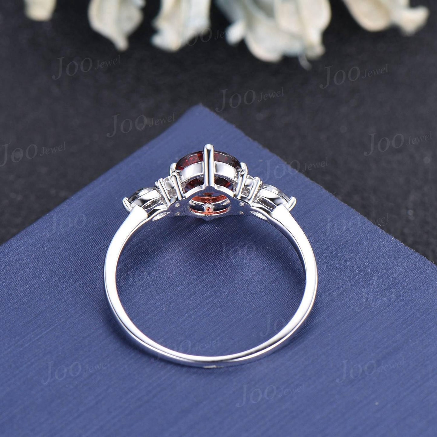 Cat Engagement Ring Vintage 1.2ct Round Cut Natural Red Garnet Wedding Ring Cat Cut Garnet Pepper Diamond Ring Jewelry Gifts for Cat Lover
