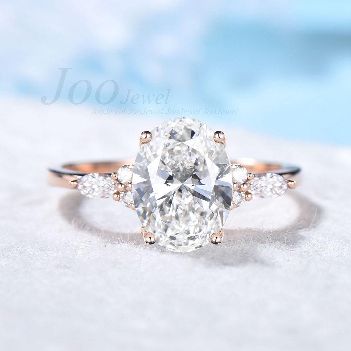 1.5CT Oval Cut Lab Grown Diamond Engagement Ring with IGI Certificate 10K Rose Gold Proposal Ring Unique Bridal Anniversary Gifts for Women