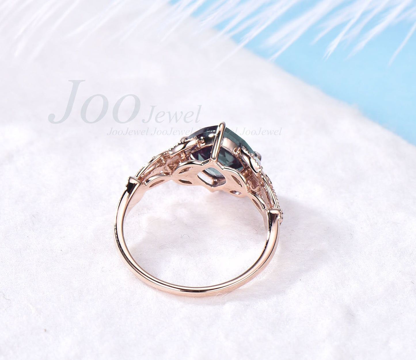 Vintage moss agate ring rose gold silver ring cushion cut moss agate engagement ring butterfly flower moissanite ring opal ring for women