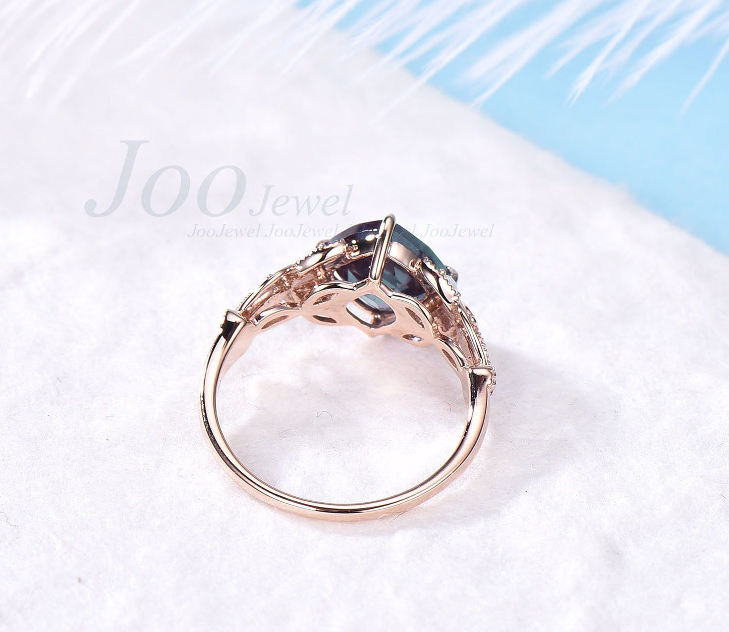Unique cushion cut Alexandrite engagement ring butterfly Milgrain vintage flower moissanite ring opal ring for women 14k rose gold silver