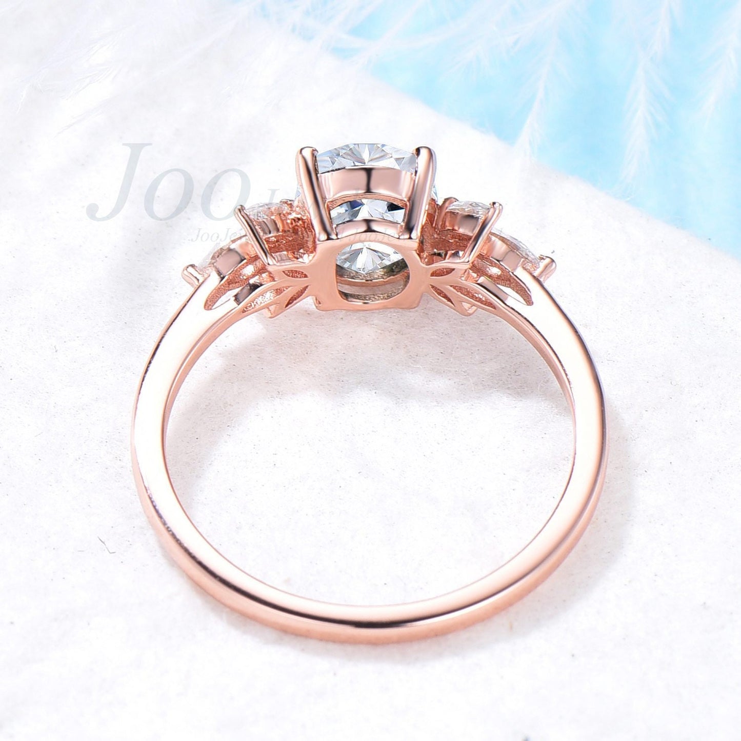 April Ring Birthstone 1.5ct Oval Cut Moissanite Engagement Ring Dainty Birthstone Jewelry Cluster CZ Diamond Ring Women Promise Bridal Ring