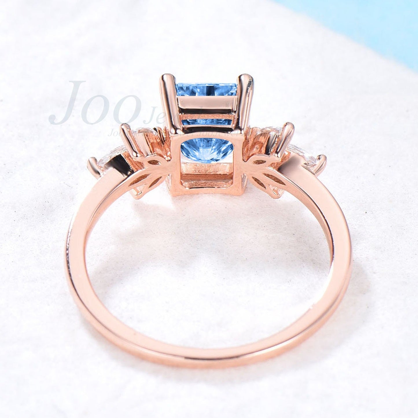 2ct Natural London Blue Topaz Ring Emerald Cut Topaz Engagement Ring Blue Gemstone Ring November Birthstone Jewelry Birthday Gift For Her