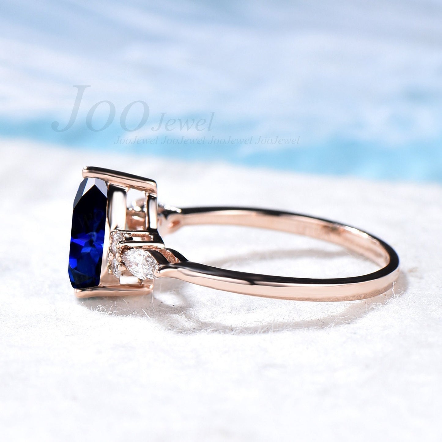 1.25ct Teardrop Blue Sapphire Promise Ring Sterling Silver Vintage Pear Blue Gemstone Ring September Birthstone Birthday Anniversary Gifts