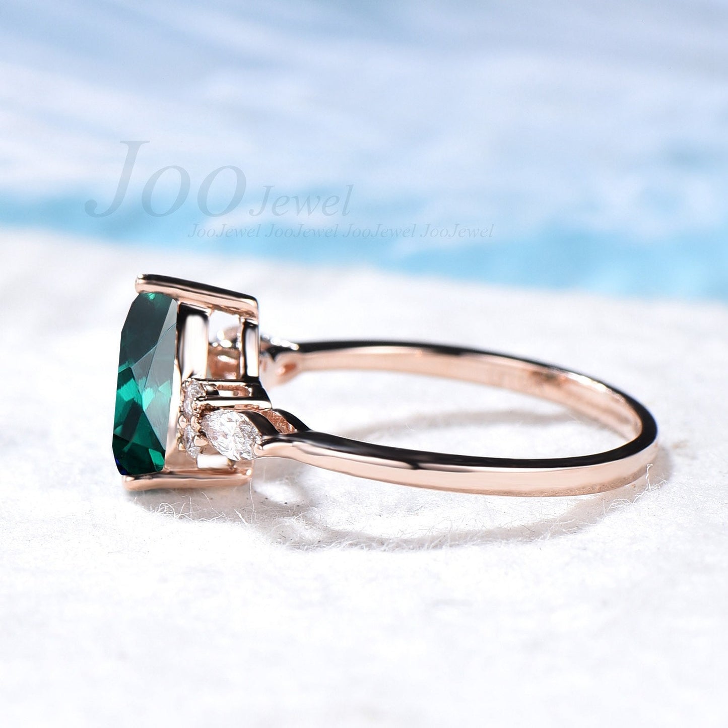 Dainty Ring Sterling Silver Pear Emerald Ring Green Gemstone Ring Custom Bridal Ring Teardrop Emerald Engagement Ring May Birthstone