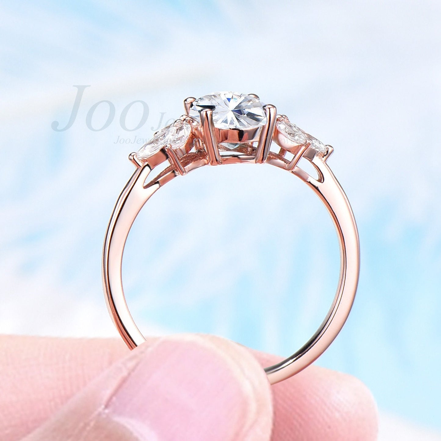 April Ring Birthstone 1.5ct Oval Cut Moissanite Engagement Ring Dainty Birthstone Jewelry Cluster CZ Diamond Ring Women Promise Bridal Ring