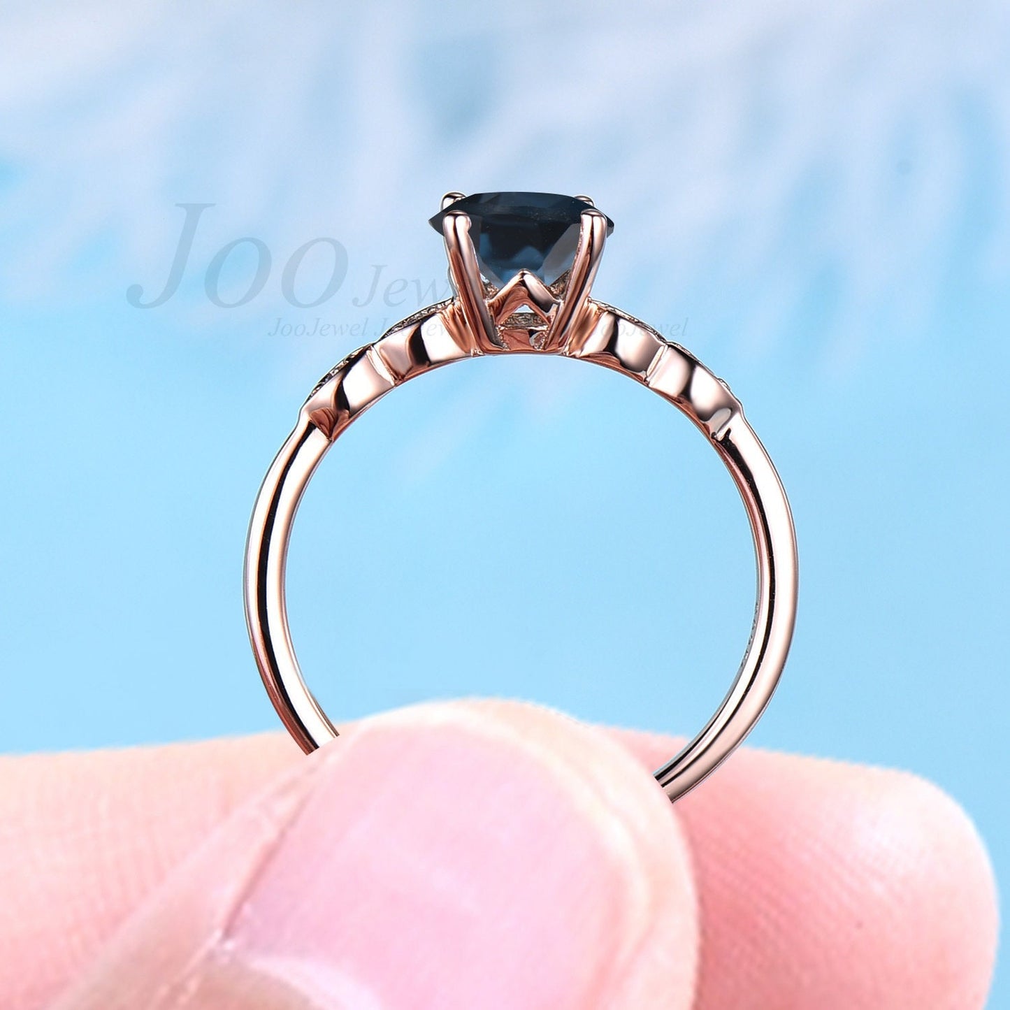 Sterling Silver December Birthstone Ring Nature London Blue Topaz Engagement Ring Vintage Blue Gemstone Milgrain Marquise Wedding Ring Women