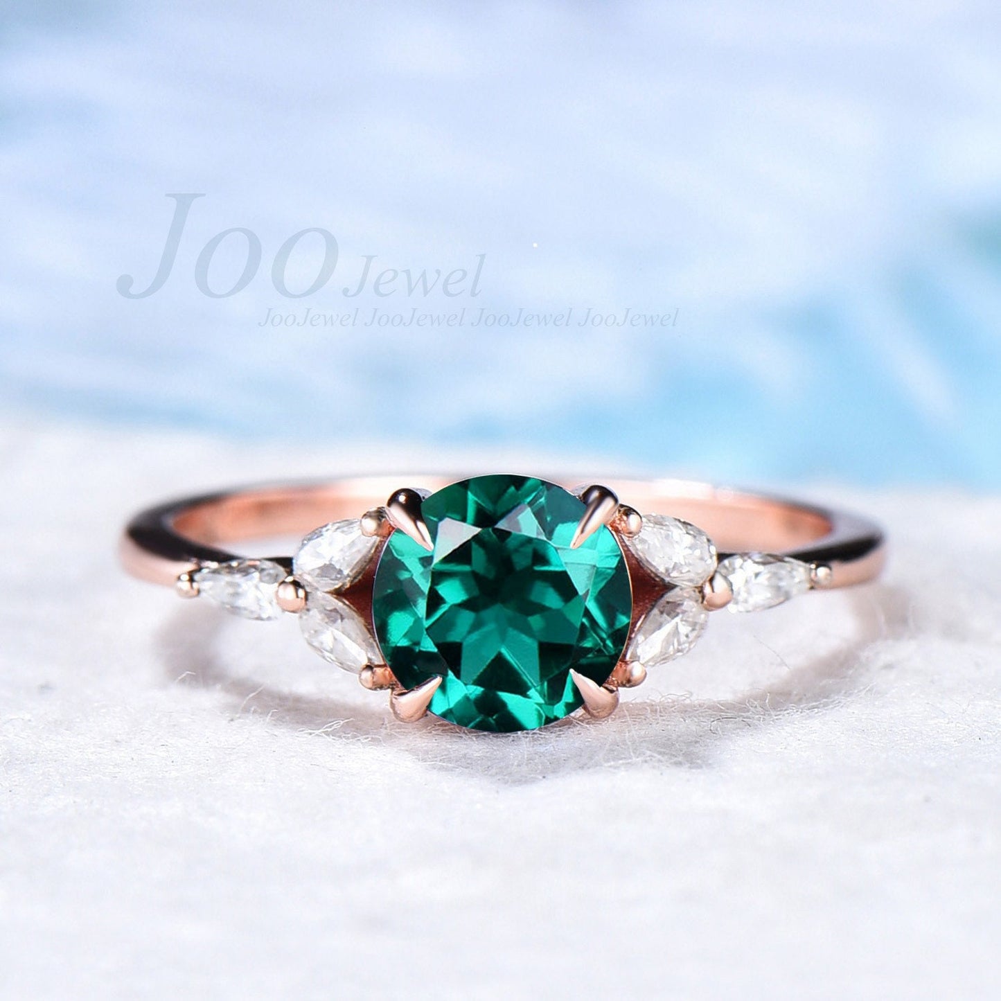 1ct Gemstone Ring Round Emerald Engagement Rings Personalized May Birthstone Gift Sterling Silver Vintage Emerald Green Stone Ring for Woman