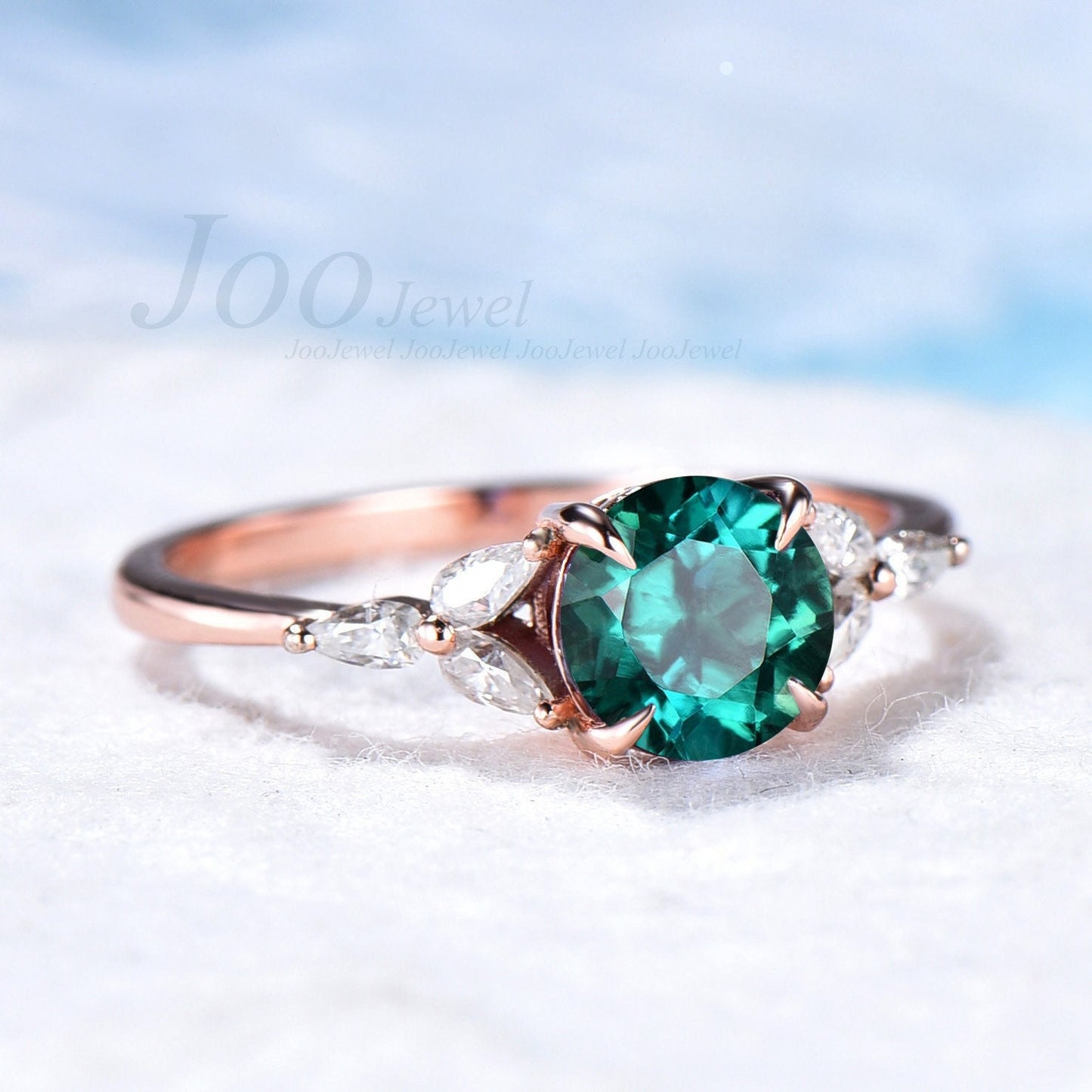 1ct Gemstone Ring Round Emerald Engagement Rings Personalized May Birthstone Gift Sterling Silver Vintage Emerald Green Stone Ring for Woman