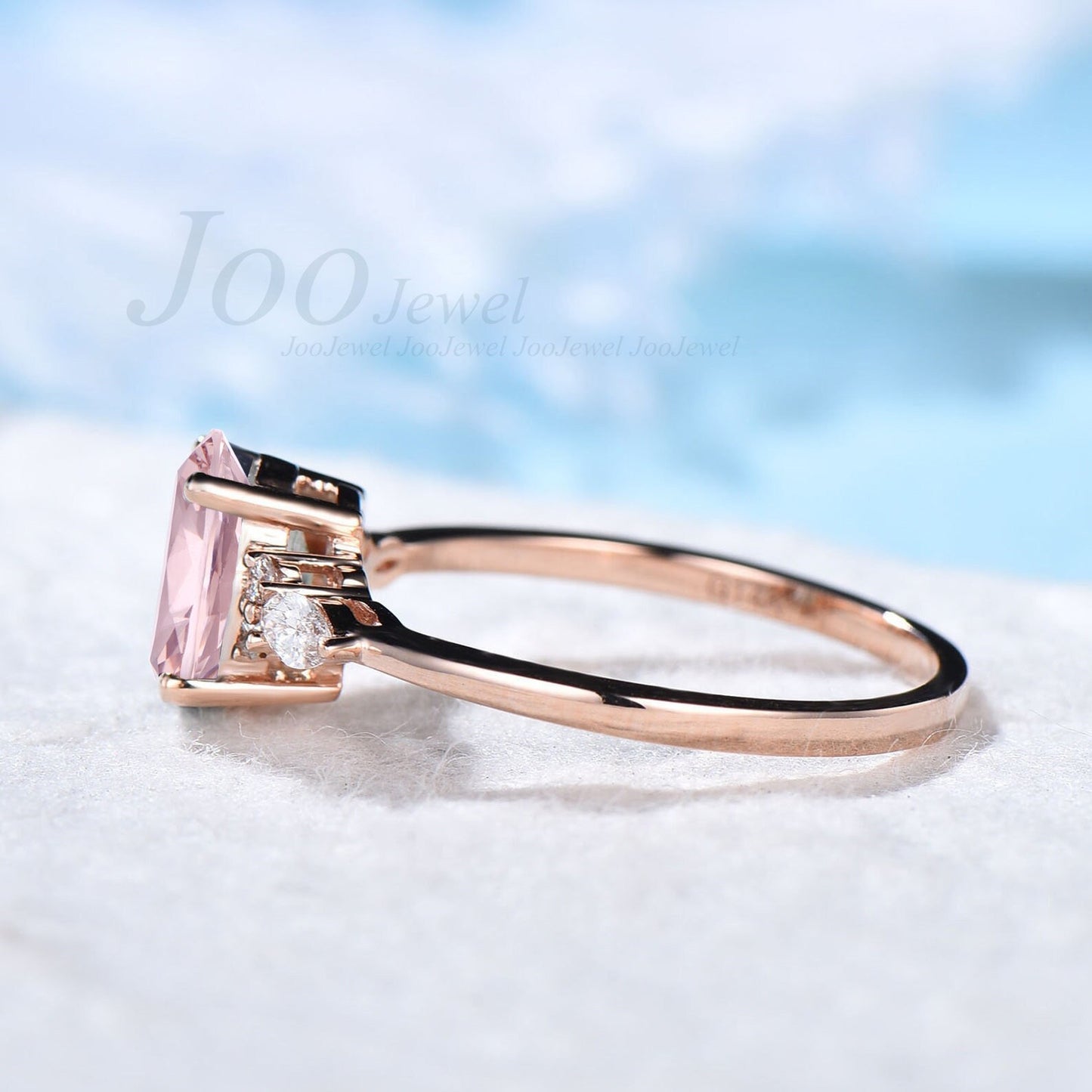 1.5ct Oval Shaped Morganite Ring Rose Gold Engagement Ring Pink Gemstone Wedding Ring Sterling Silver Pink Morganite Ring Gift For Women